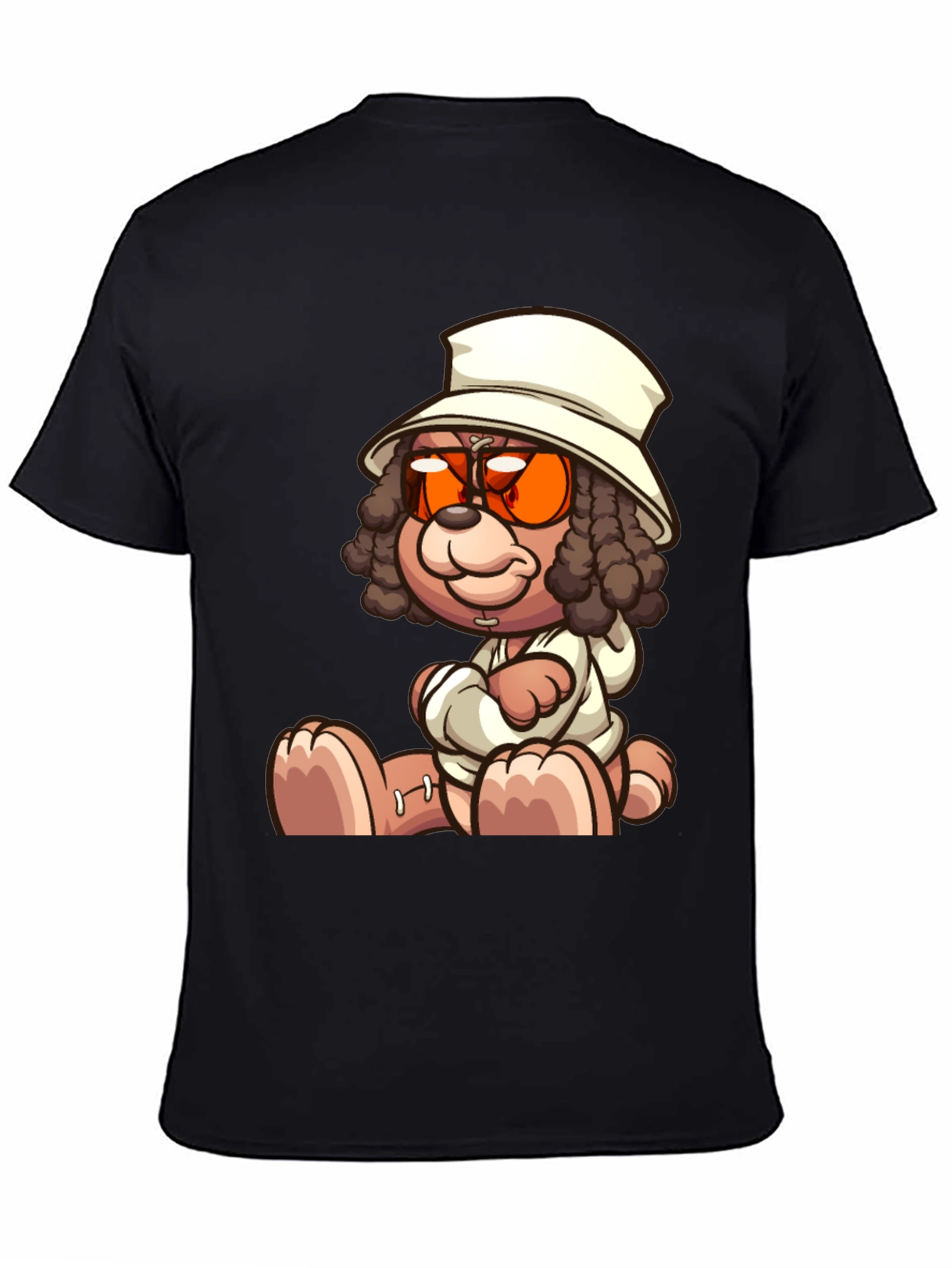 Cartoon Teddy Bear Graphic Black T-Shirt
