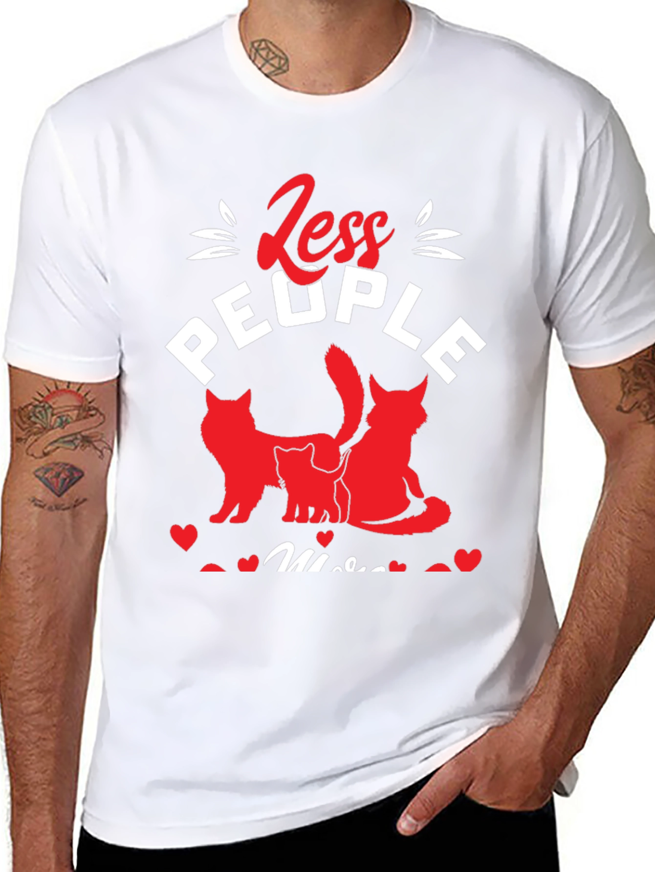Less People More Cats Graphic T-Shirt