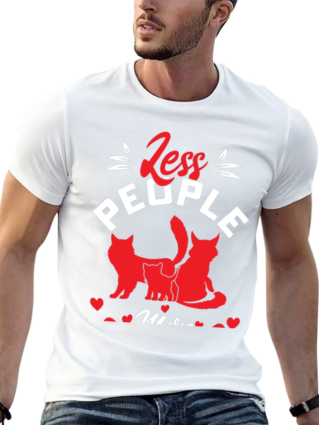 Less People More Cats Graphic T-Shirt