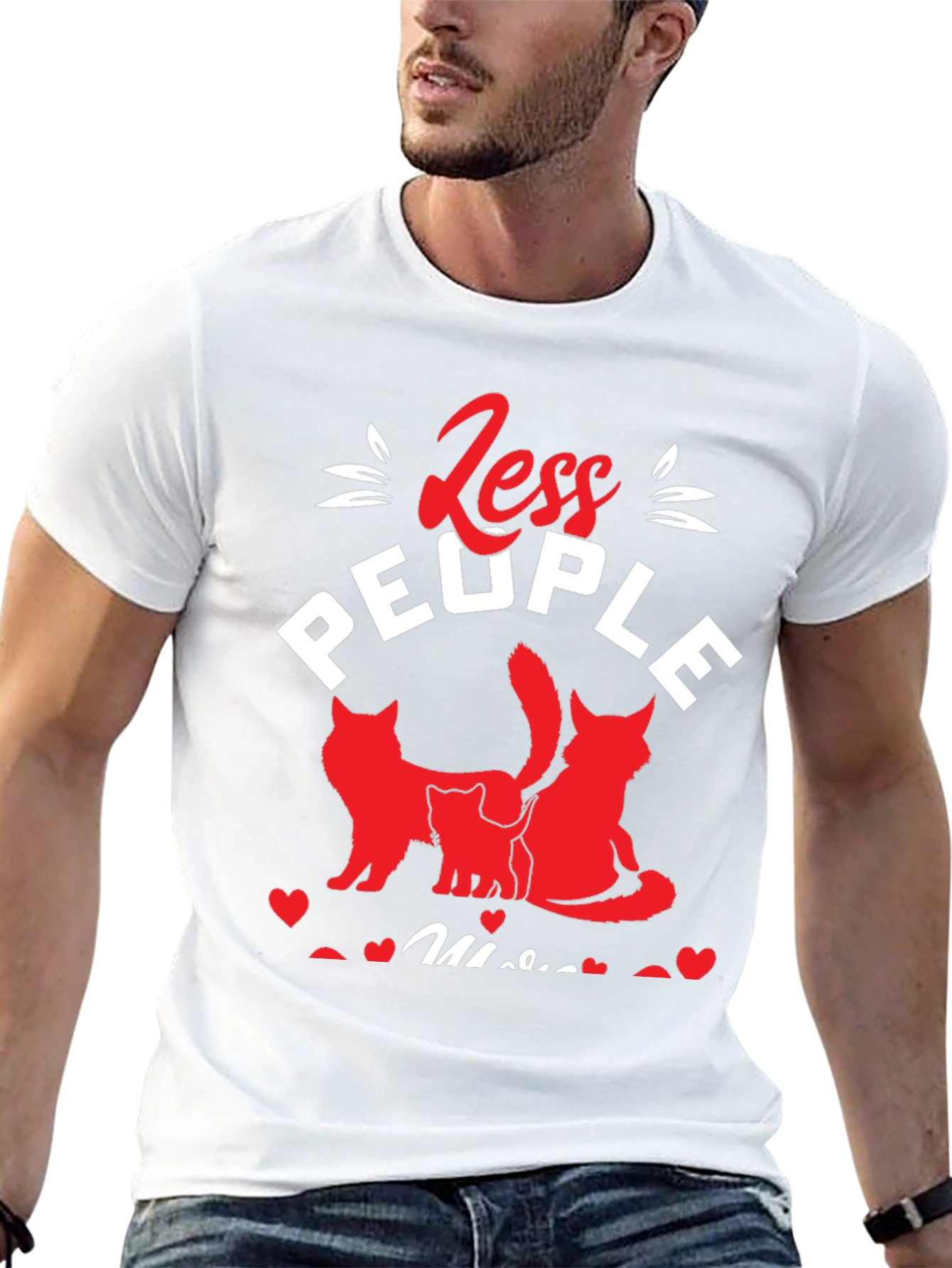 Less People More Cats Graphic T-Shirt