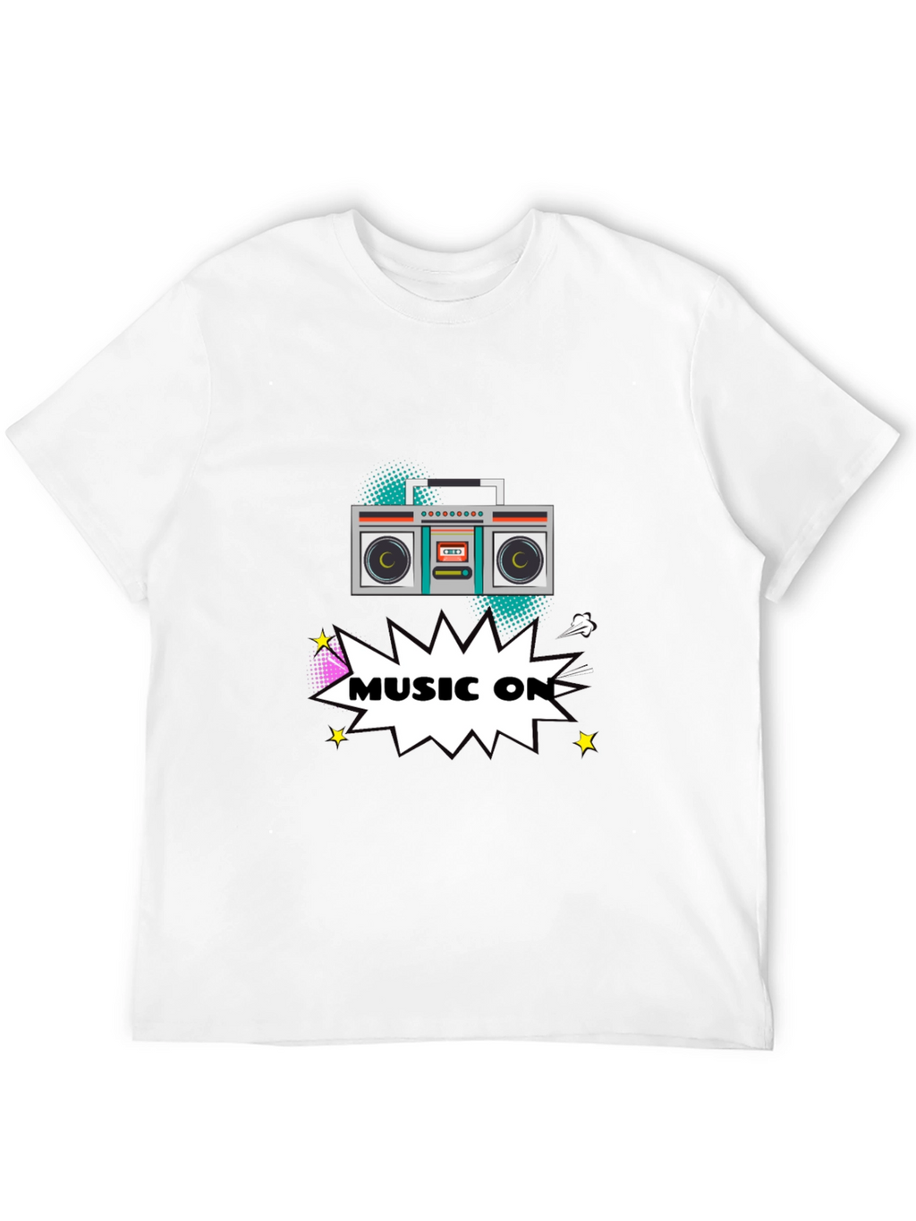 Retro Boombox Music On Graphic T-Shirt