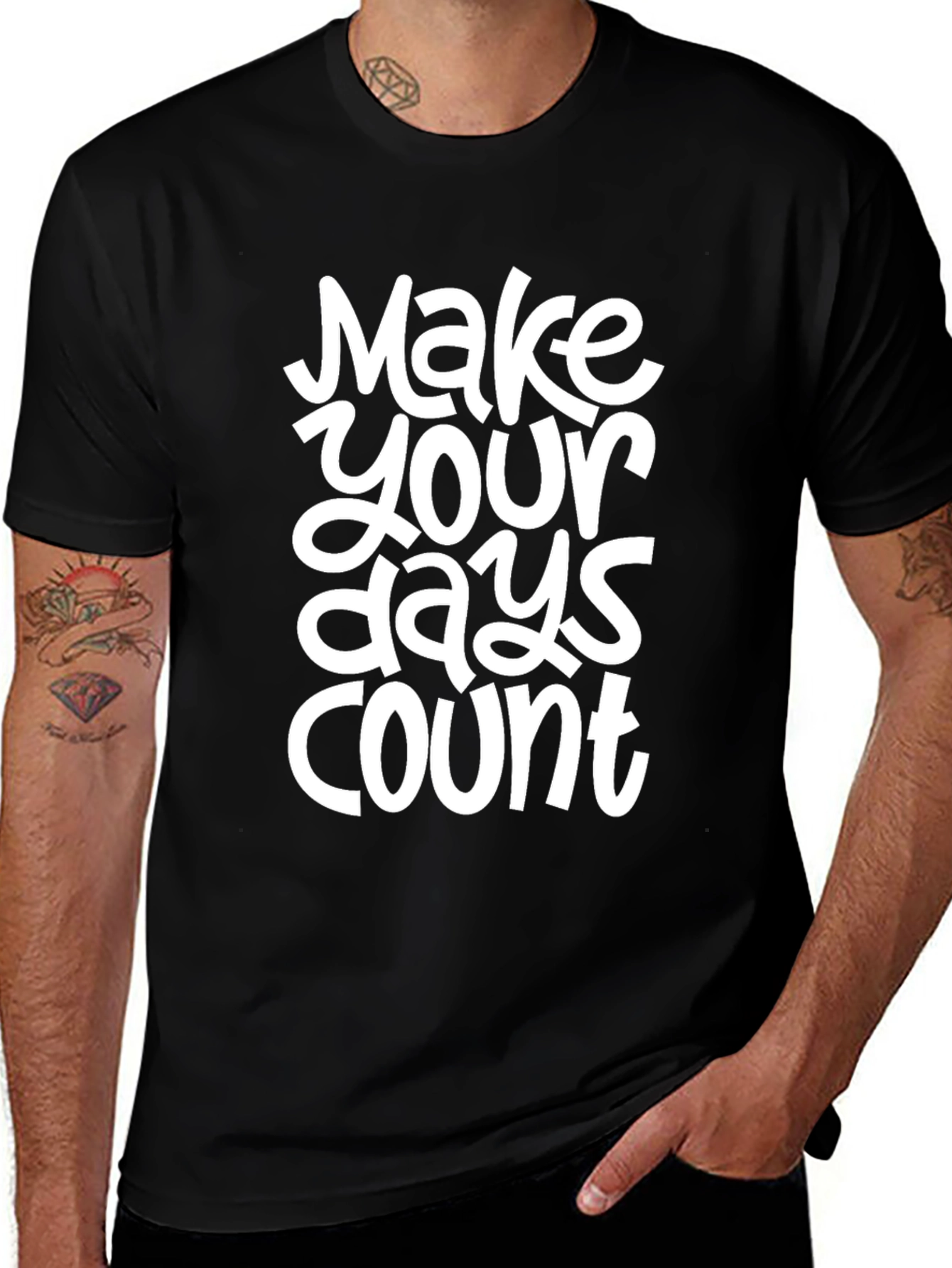 Inspirational Make Your Days Count Black T-Shirt