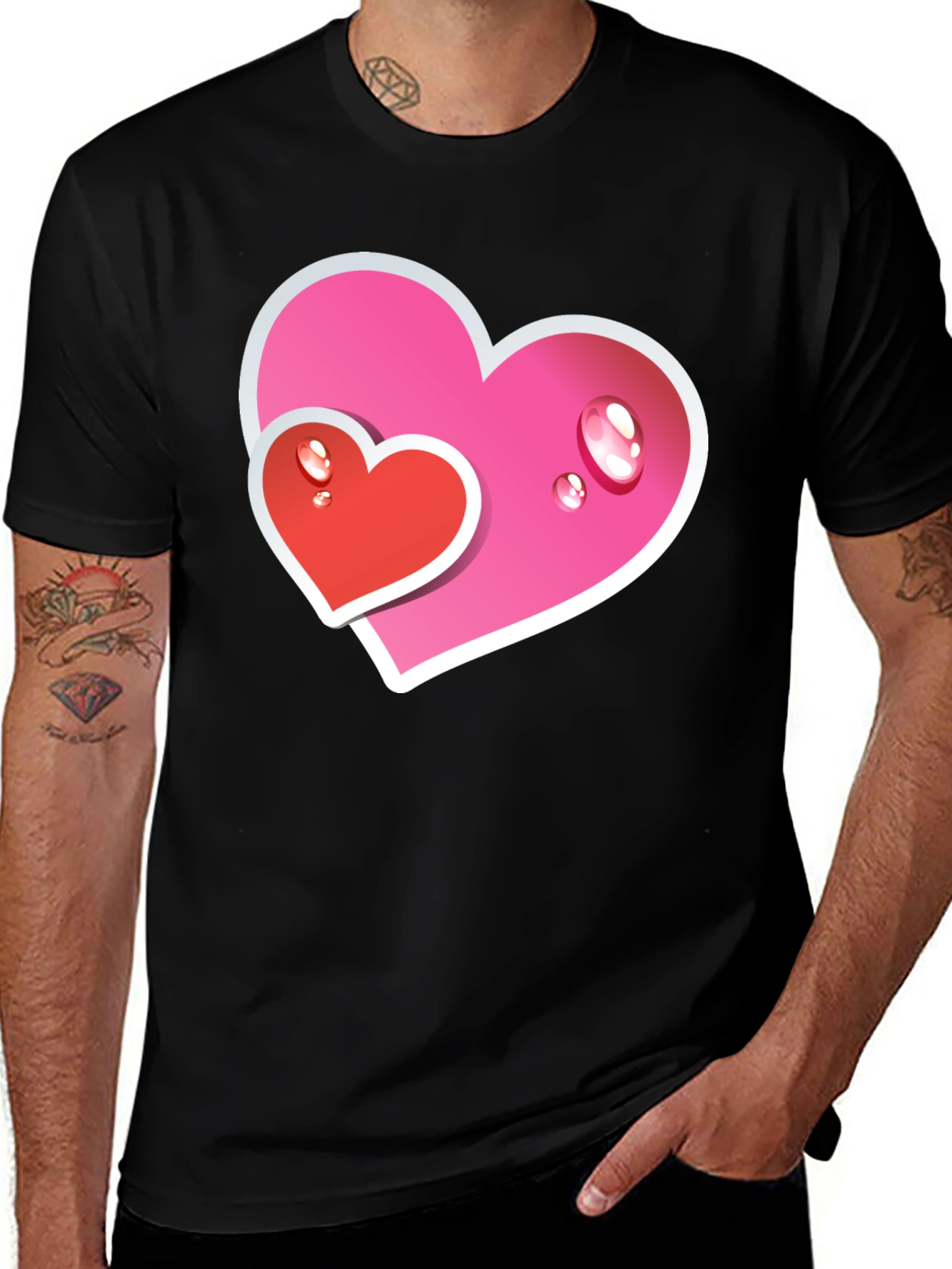 Heart Graphic Tee - Black Casual T-Shirt