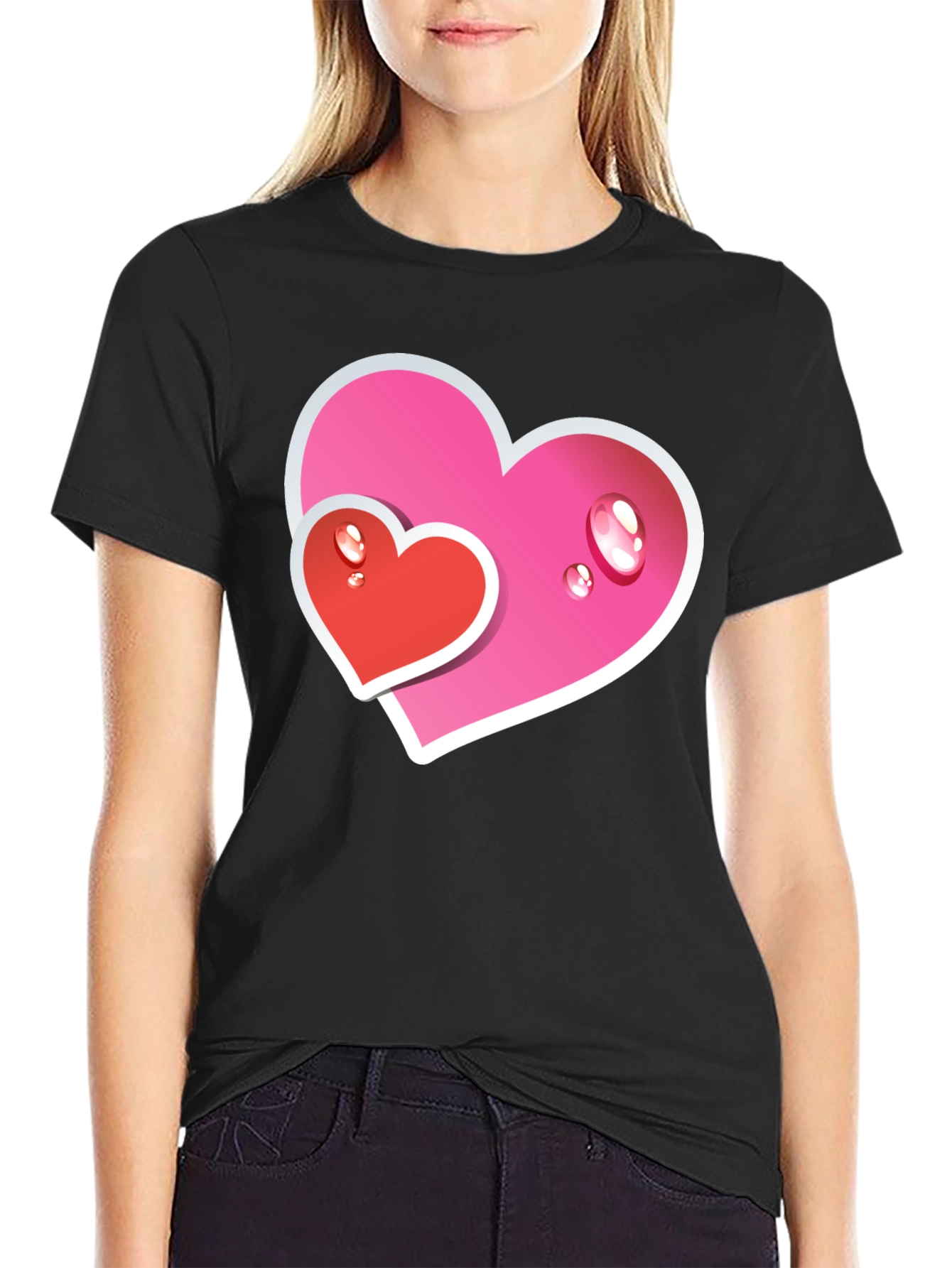 Heart Graphic Tee - Black Casual T-Shirt