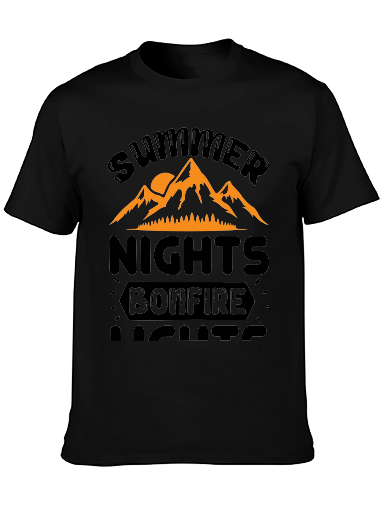 Summer Nights Bonfire Lights Black T-Shirt