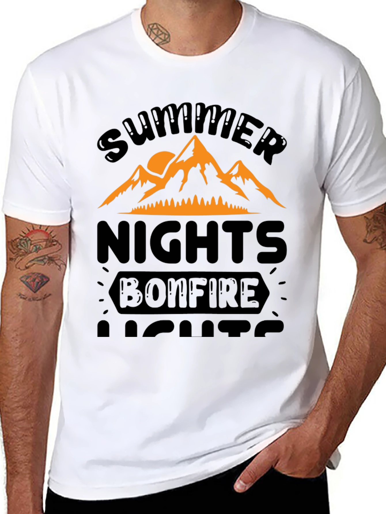 Summer Nights Bonfire Lights Black T-Shirt