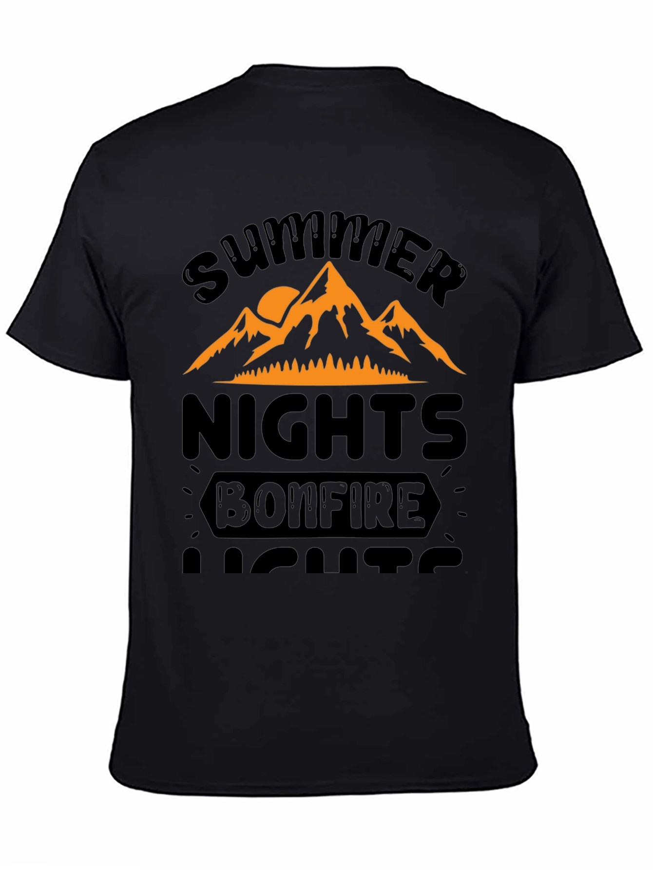 Summer Nights Bonfire Lights Black T-Shirt