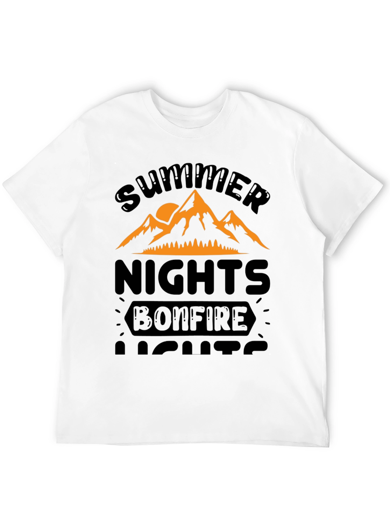 Summer Nights Bonfire Lights Black T-Shirt