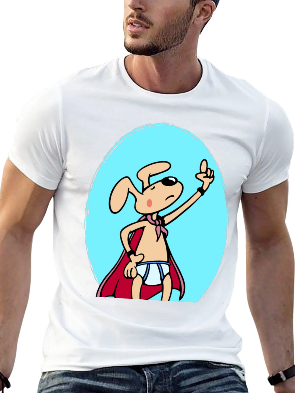 Dog Man Funny Cartoon Graphic T-Shirt