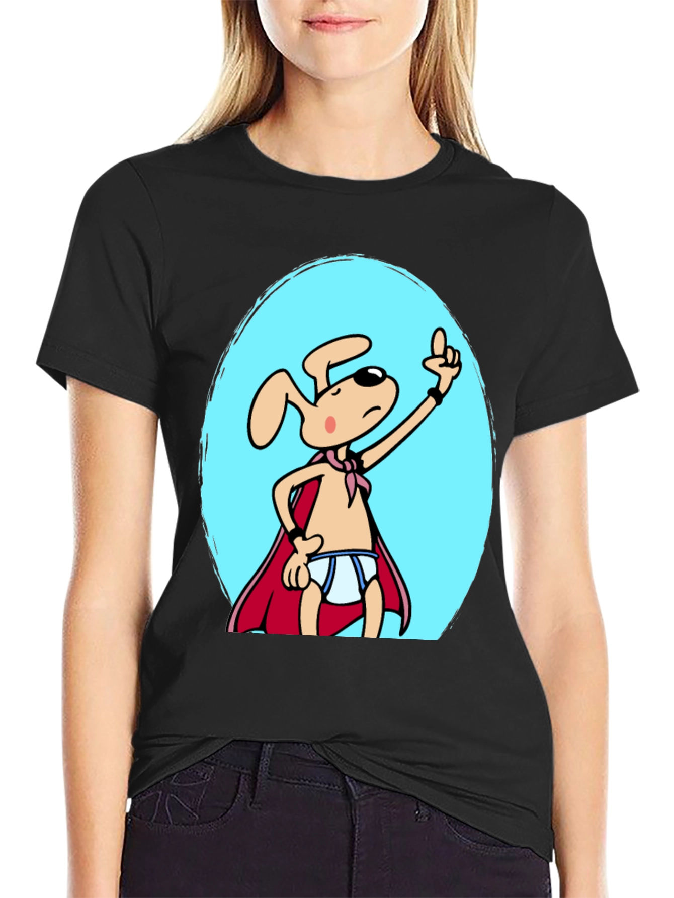 Dog Man Funny Cartoon Graphic T-Shirt