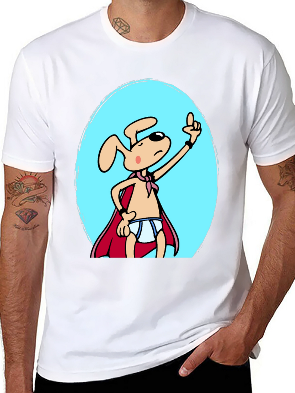 Dog Man Funny Cartoon Graphic T-Shirt
