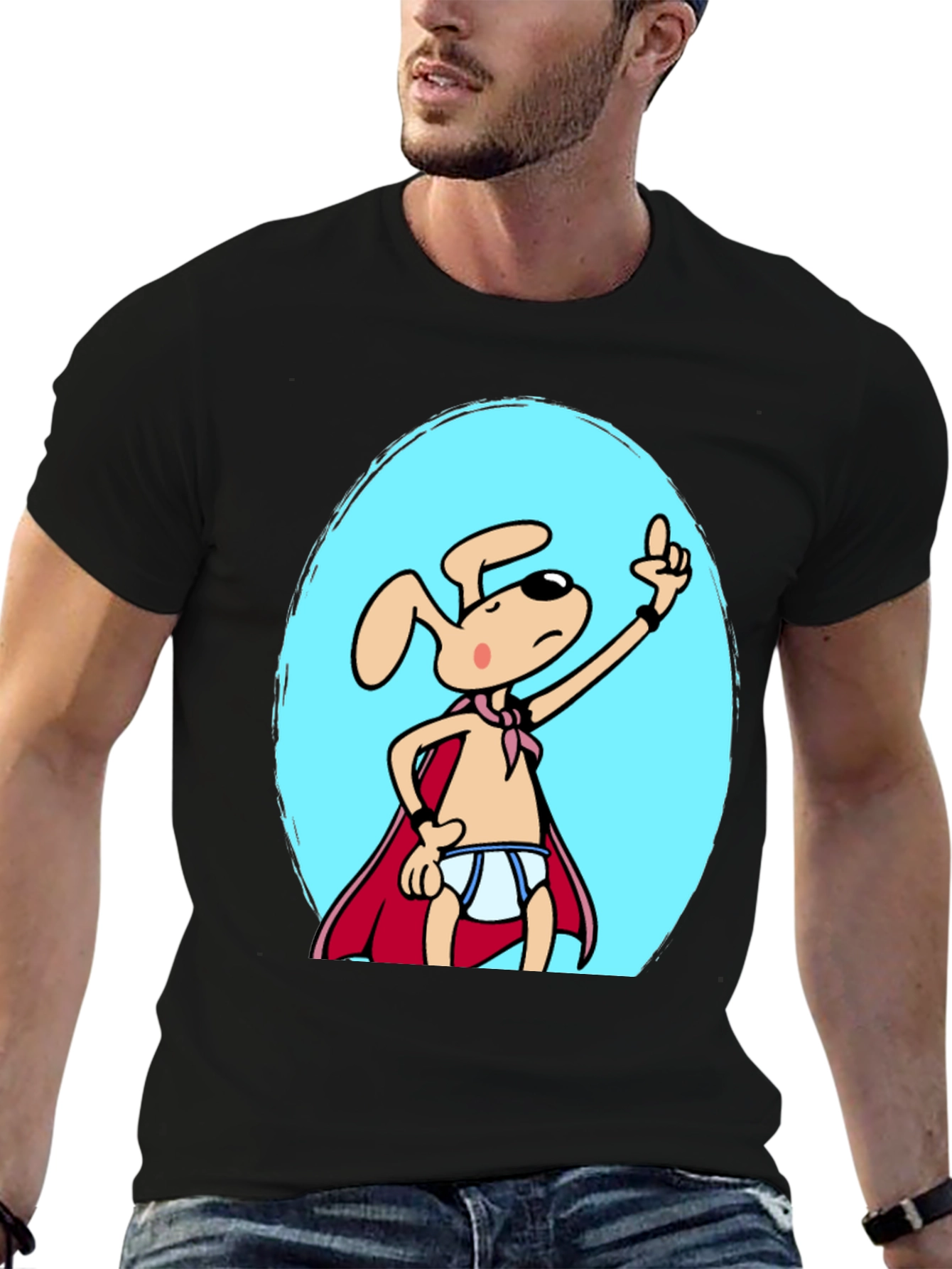Dog Man Funny Cartoon Graphic T-Shirt