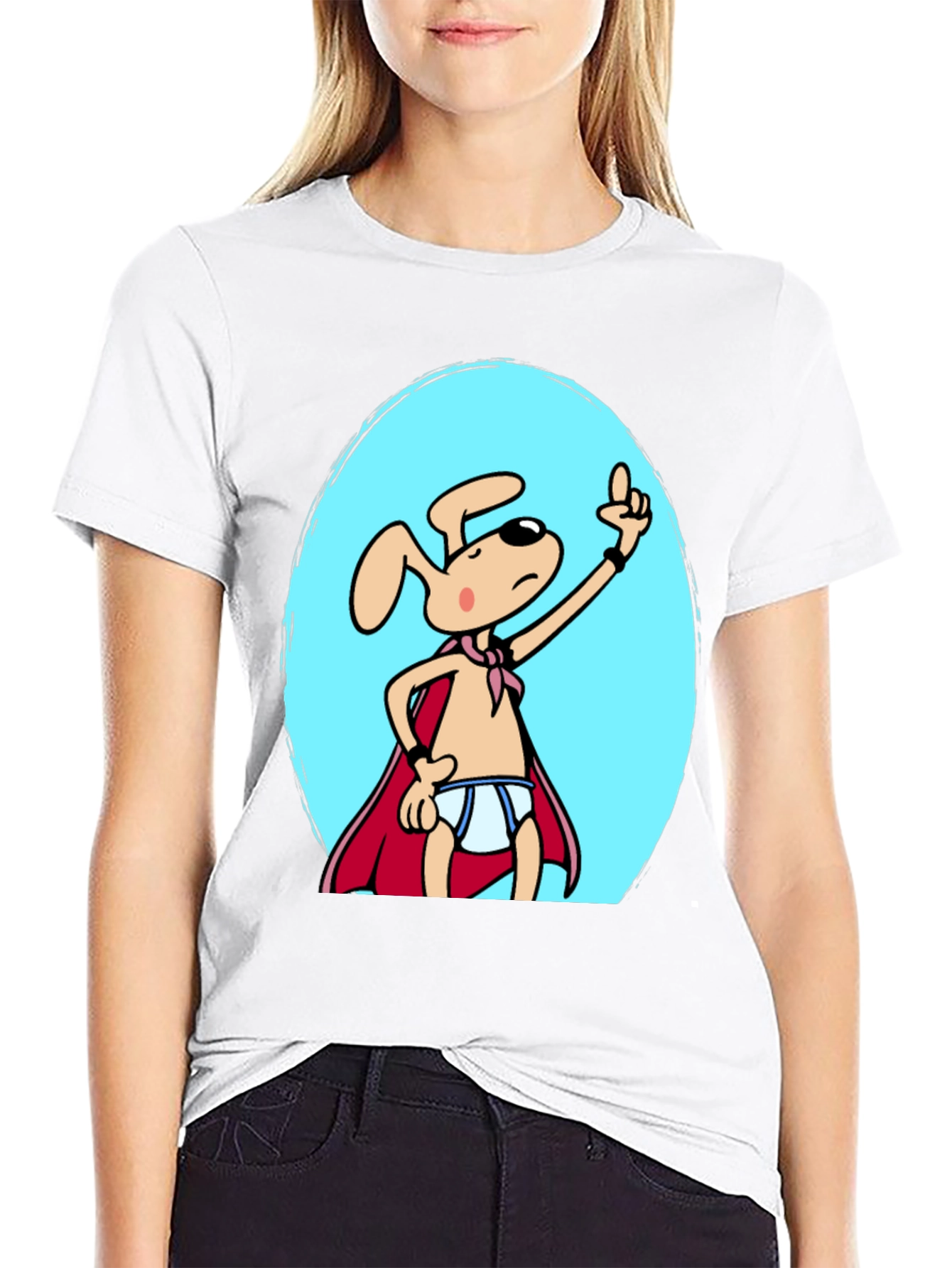 Dog Man Funny Cartoon Graphic T-Shirt