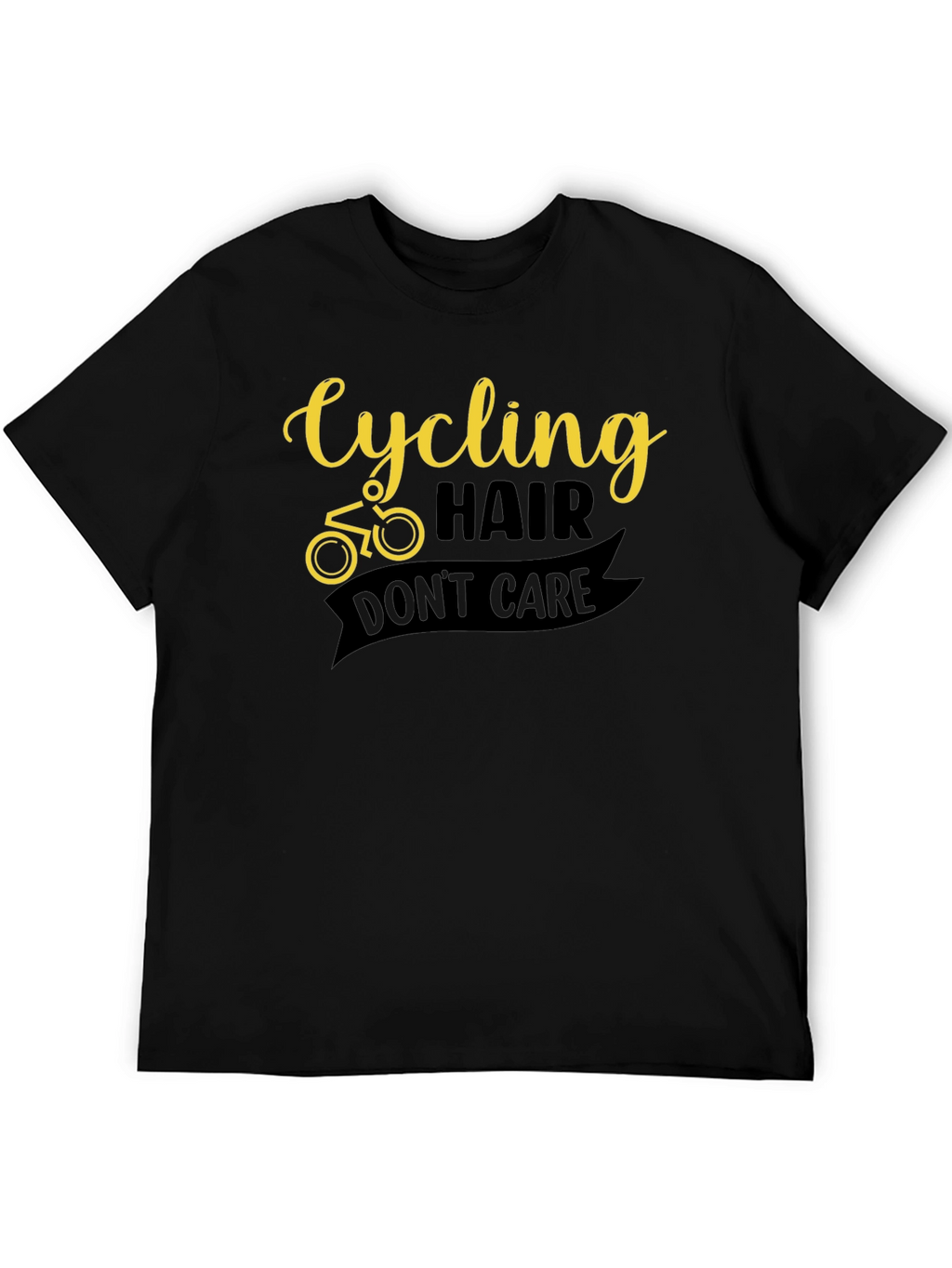 Cycling Hair Dont Care Black Graphic Tee