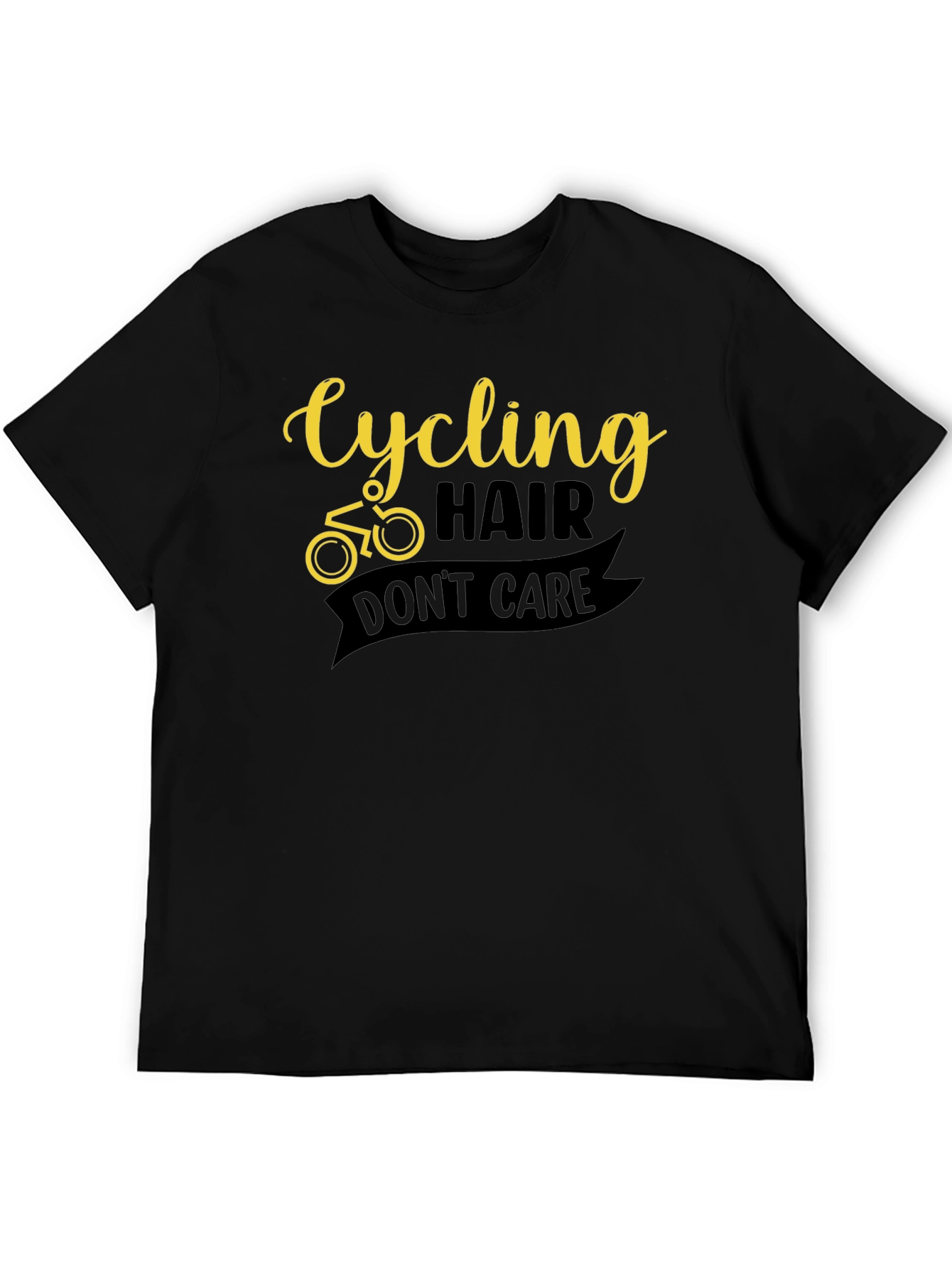 Cycling Hair Dont Care Black Graphic Tee