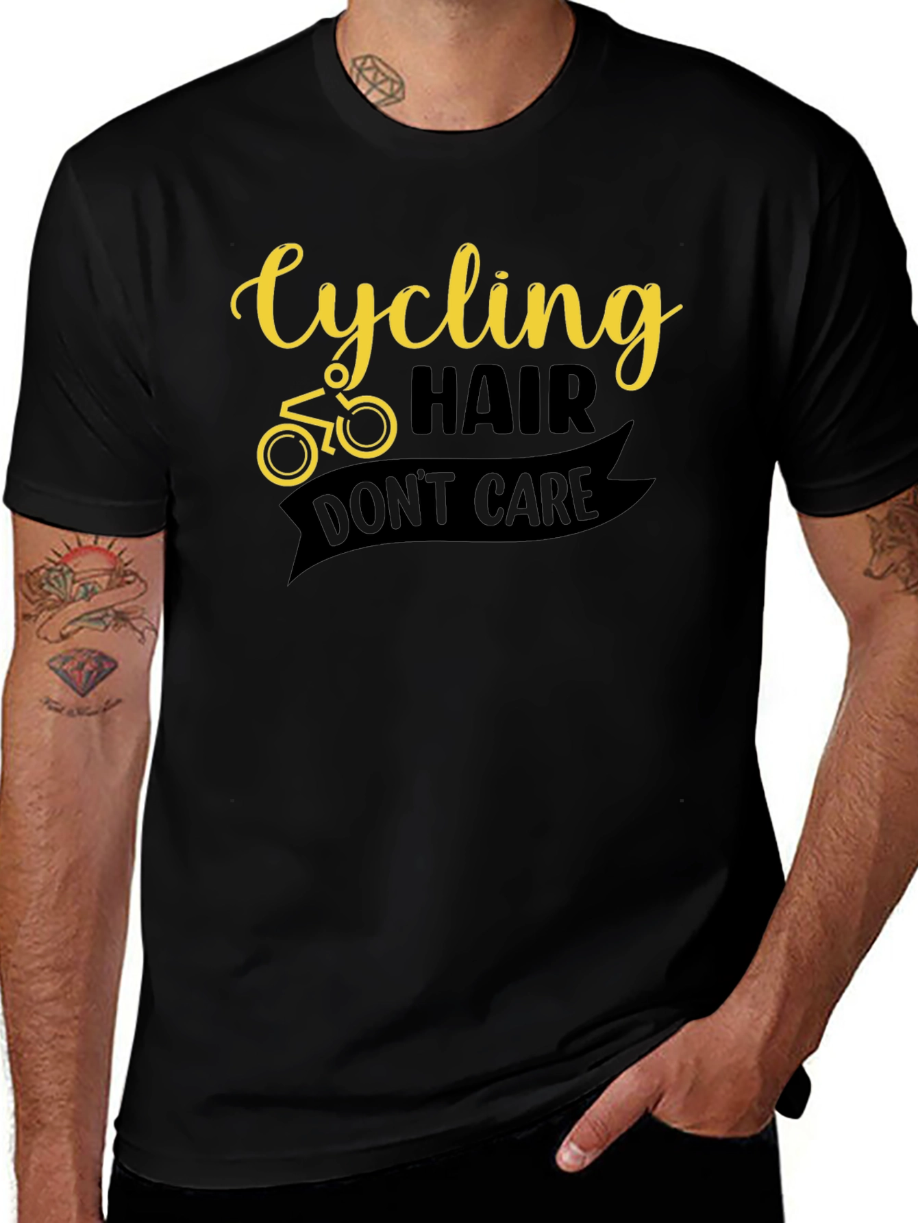 Cycling Hair Dont Care Black Graphic Tee