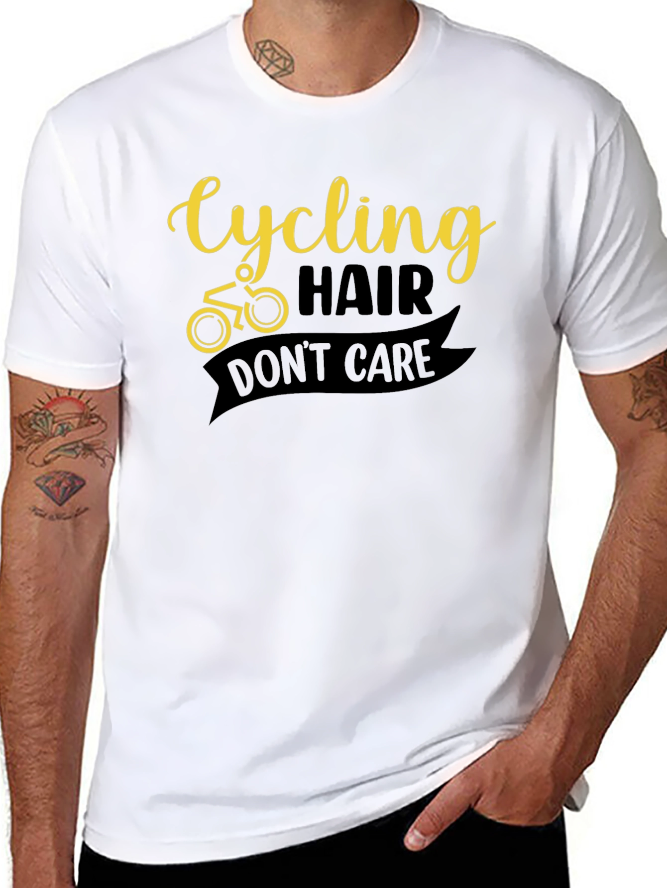 Cycling Hair Dont Care Black Graphic Tee