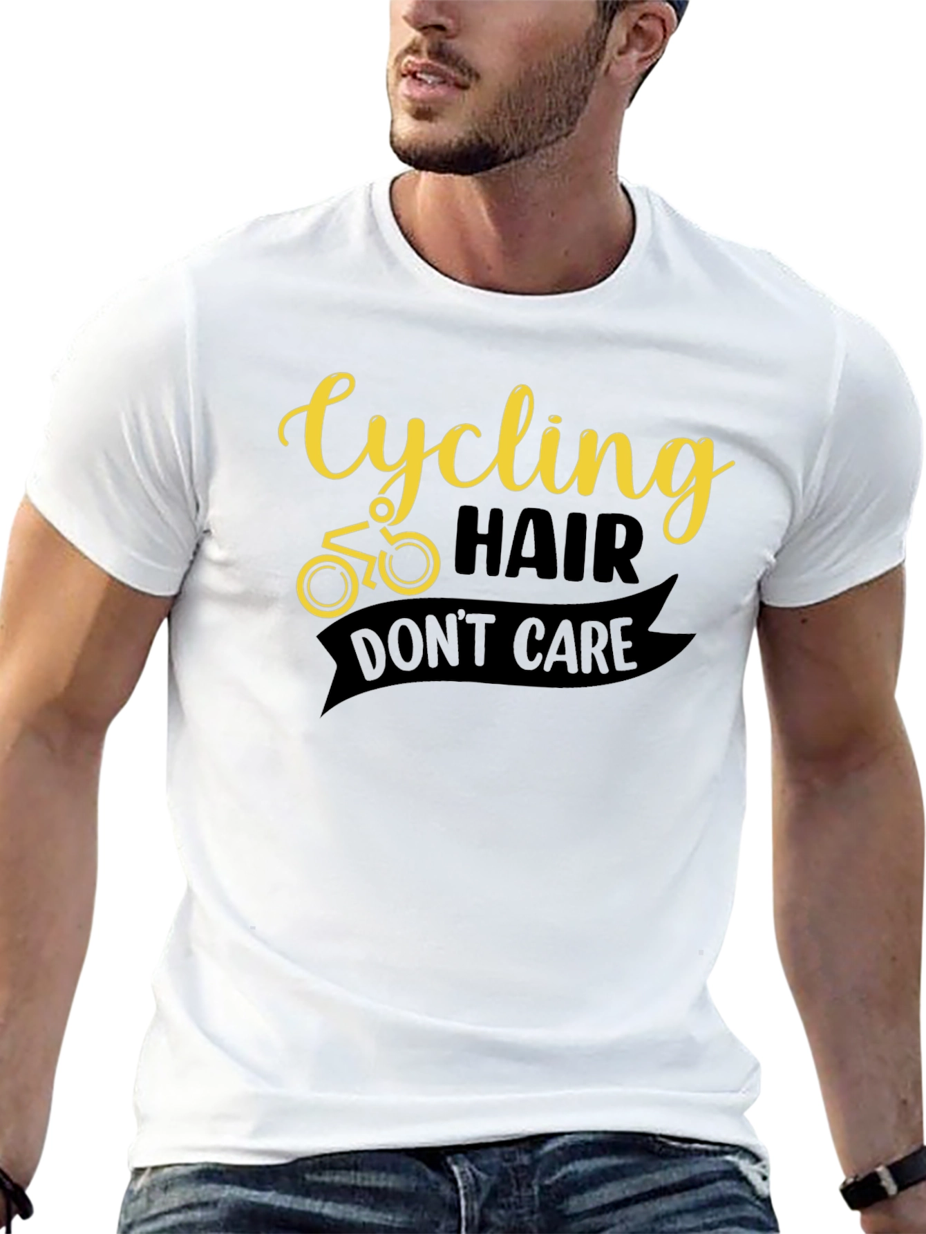 Cycling Hair Dont Care Black Graphic Tee