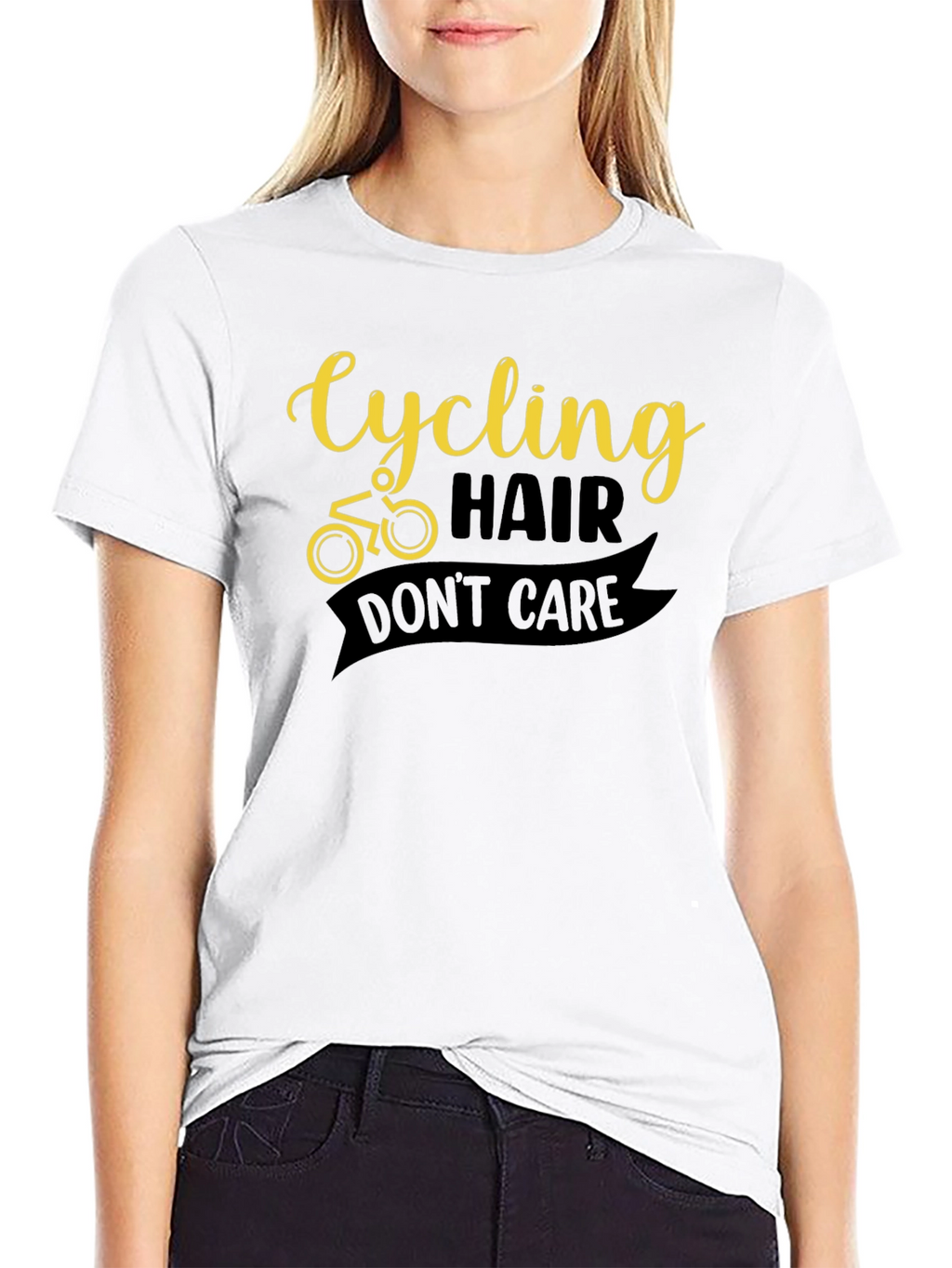 Cycling Hair Dont Care Black Graphic Tee