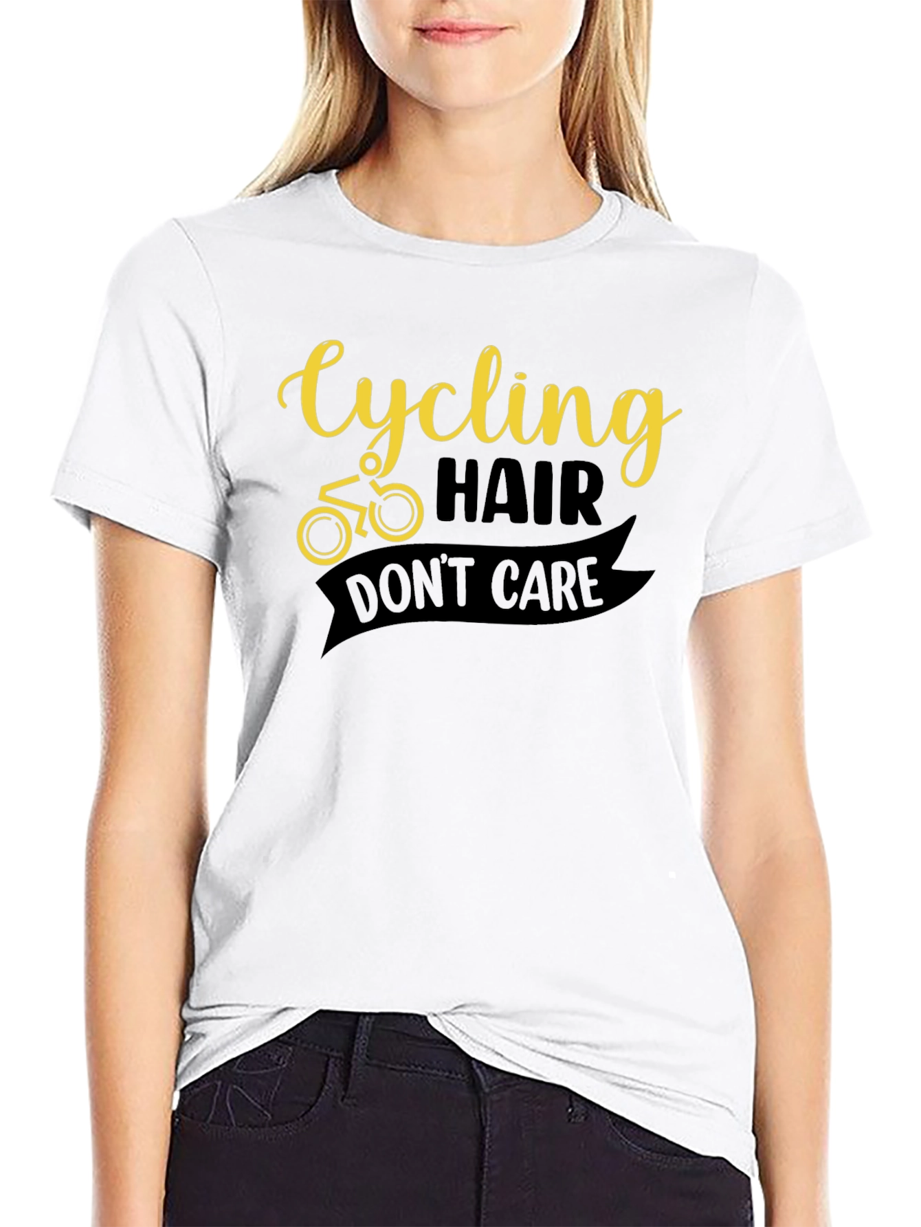 Cycling Hair Dont Care Black Graphic Tee
