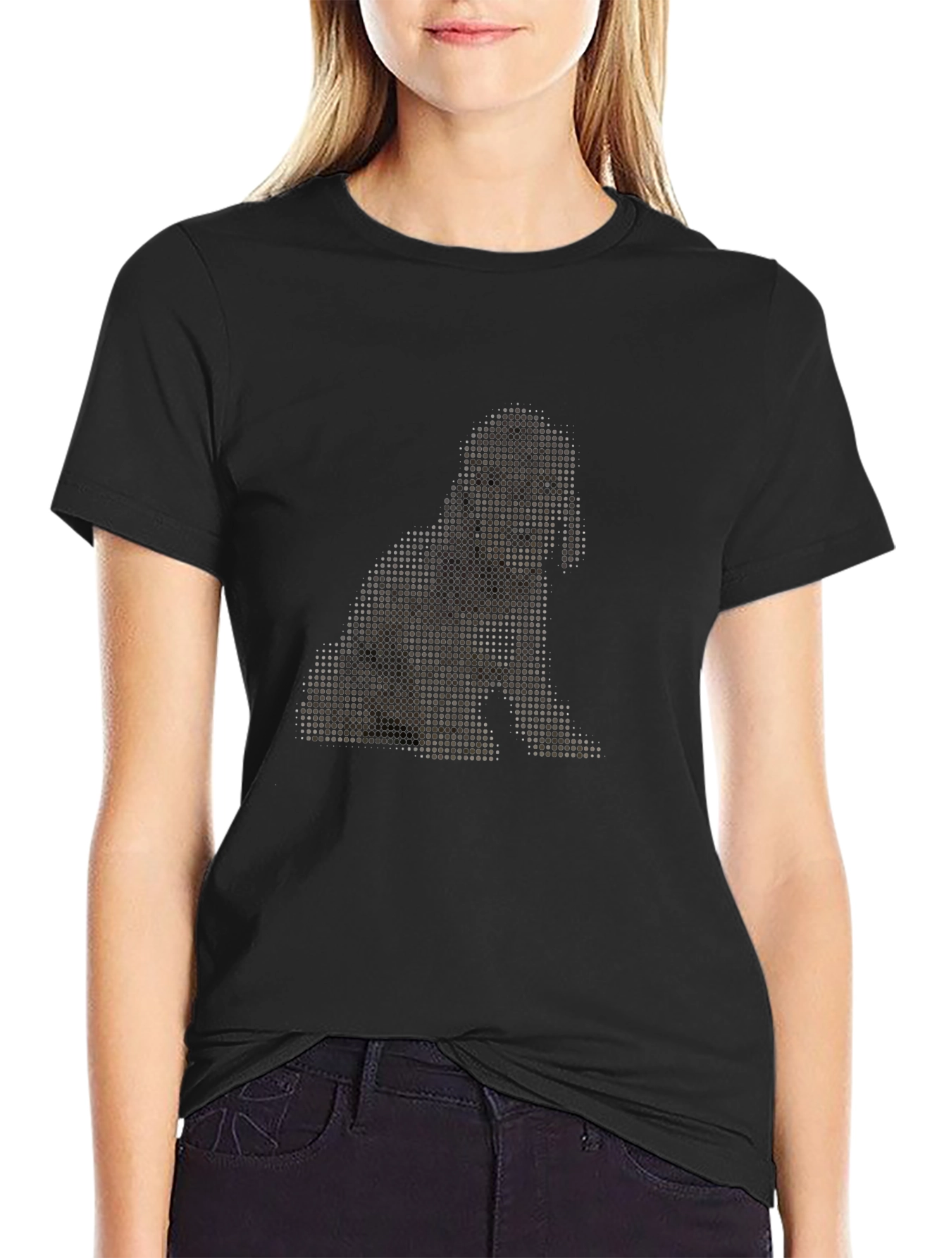 Dog Pixel Art Black T-Shirt