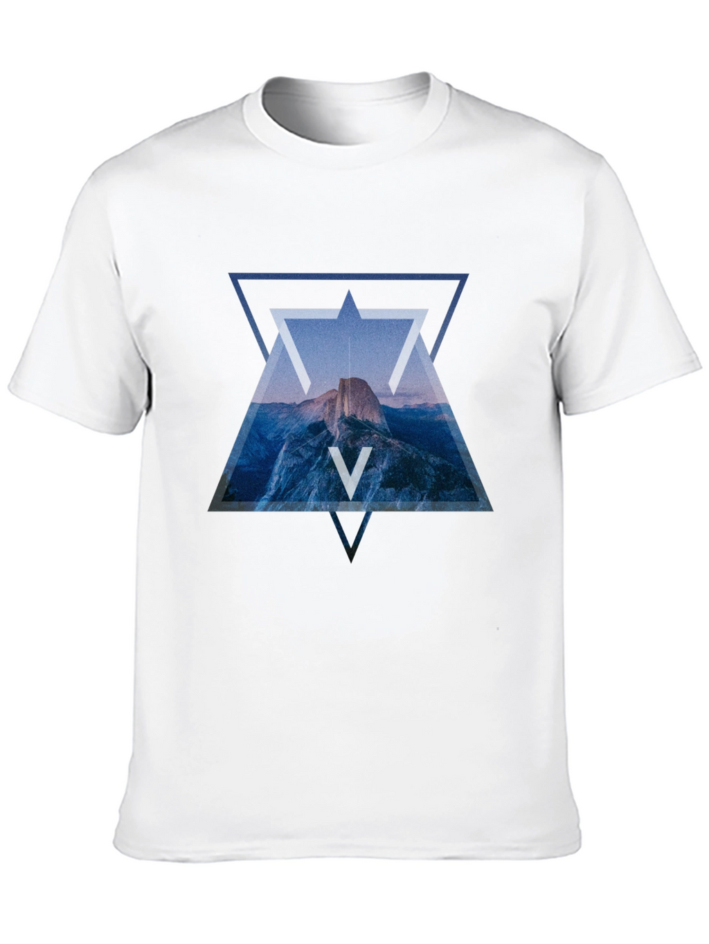 Geometric Mountain Print Black T-Shirt