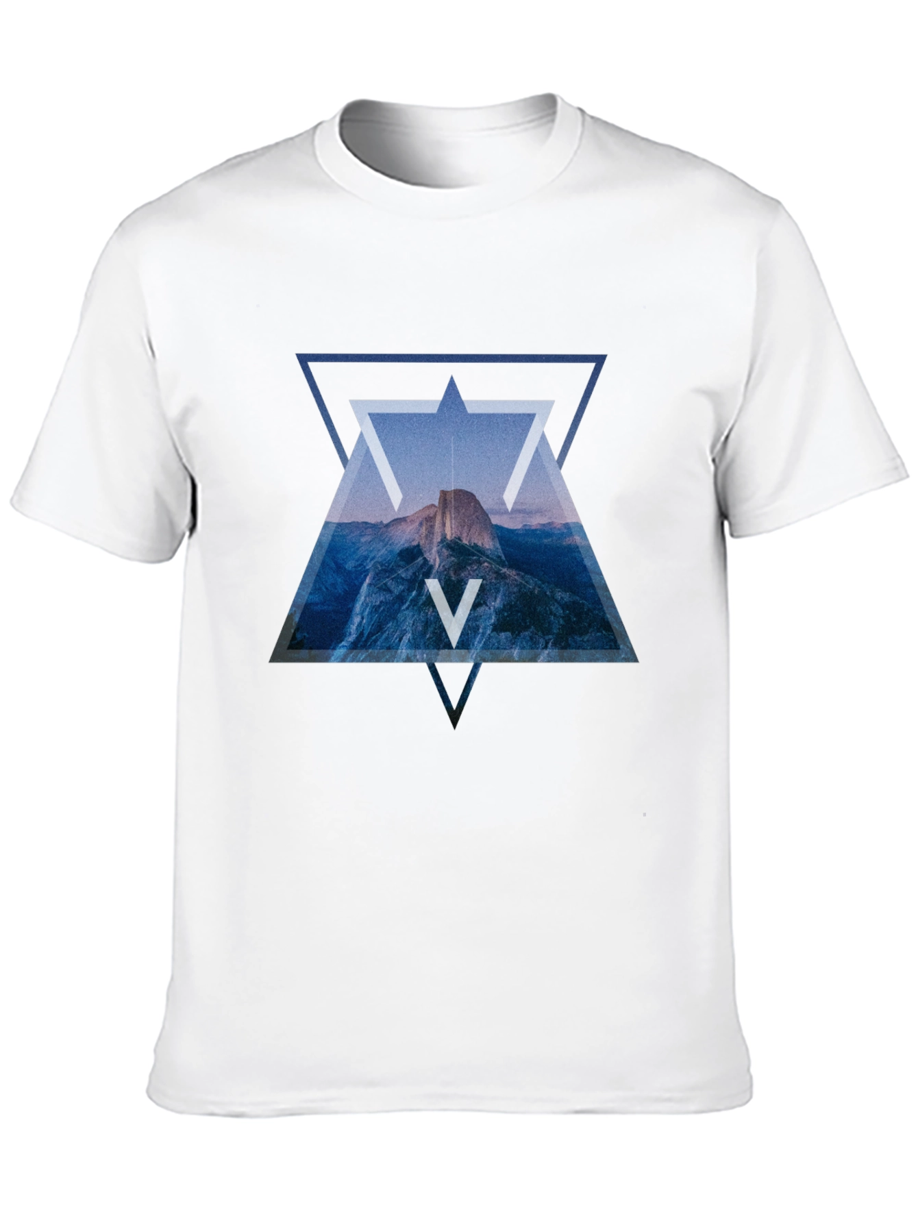 Geometric Mountain Print Black T-Shirt
