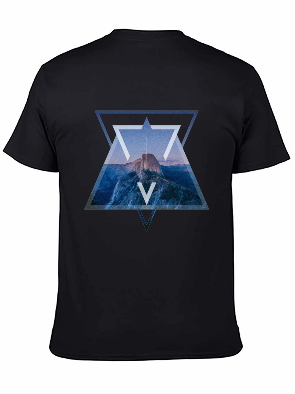 Geometric Mountain Print Black T-Shirt
