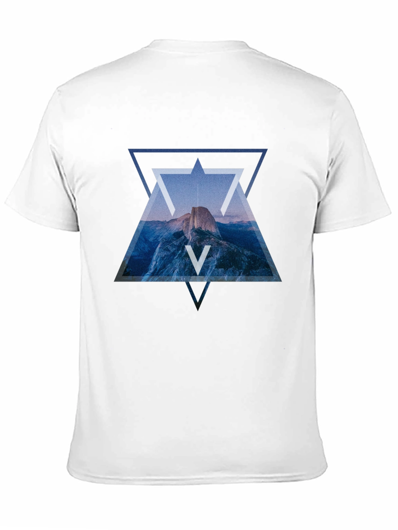 Geometric Mountain Print Black T-Shirt