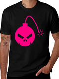 Skull Bomb Graphic Tee - Bold Pink Design