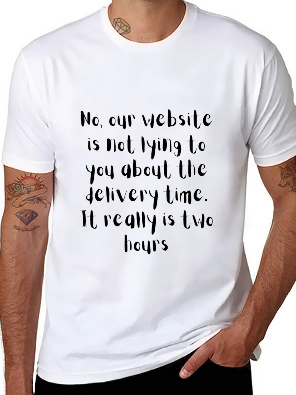 Funny Two Hours Delivery Black T-Shirt