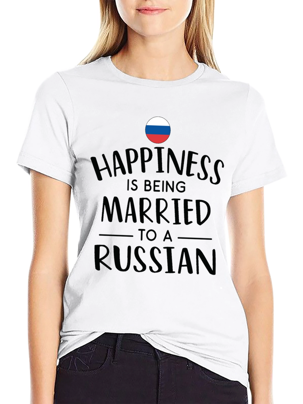 Happiness is Being Married to a Russian Black T-Shirt