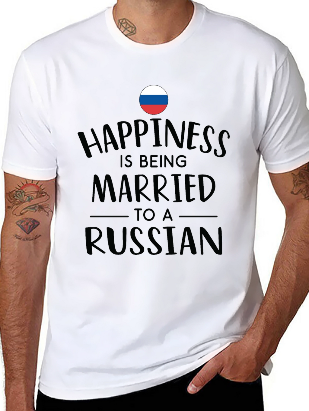 Happiness is Being Married to a Russian Black T-Shirt