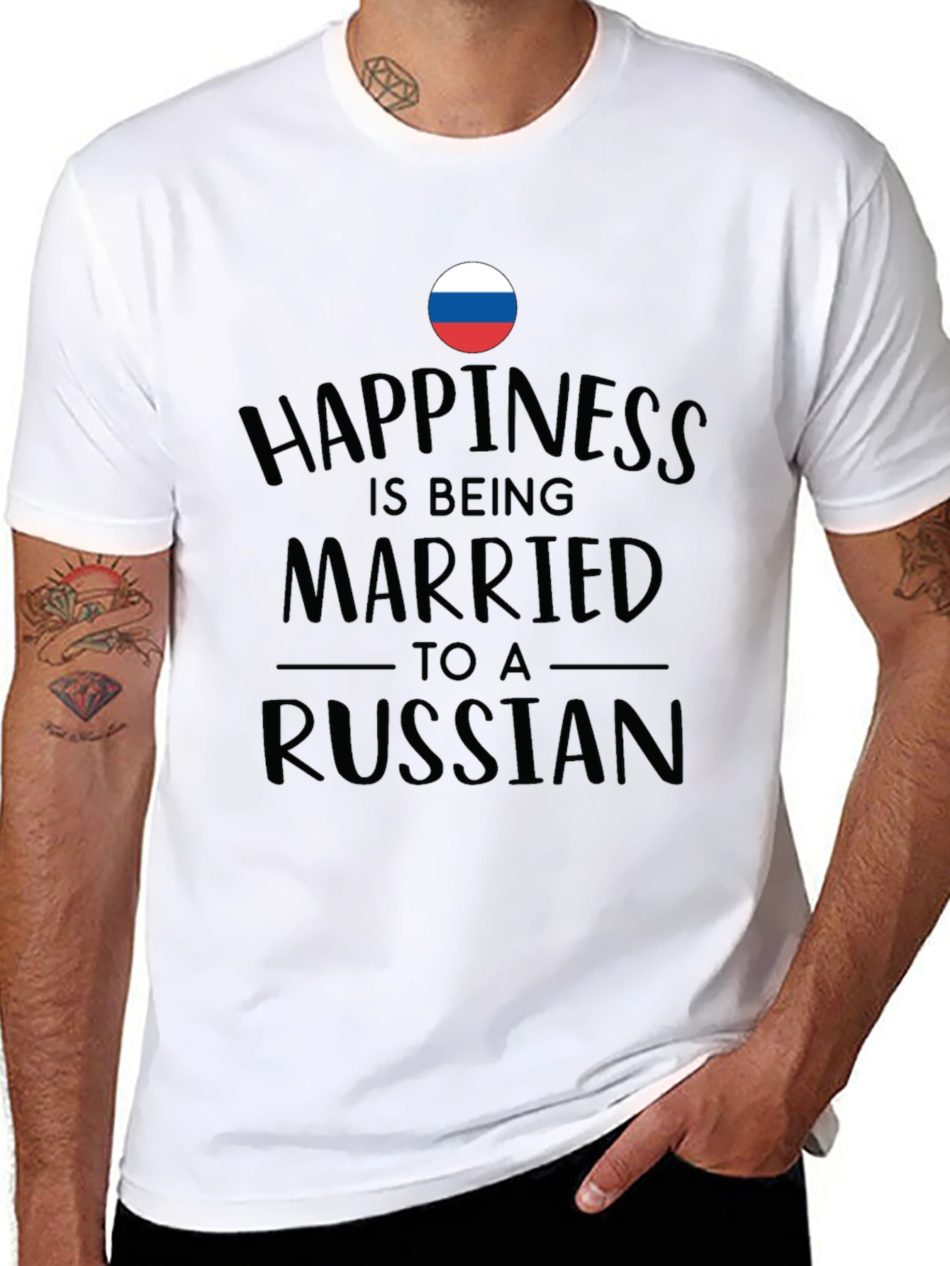 Happiness is Being Married to a Russian Black T-Shirt