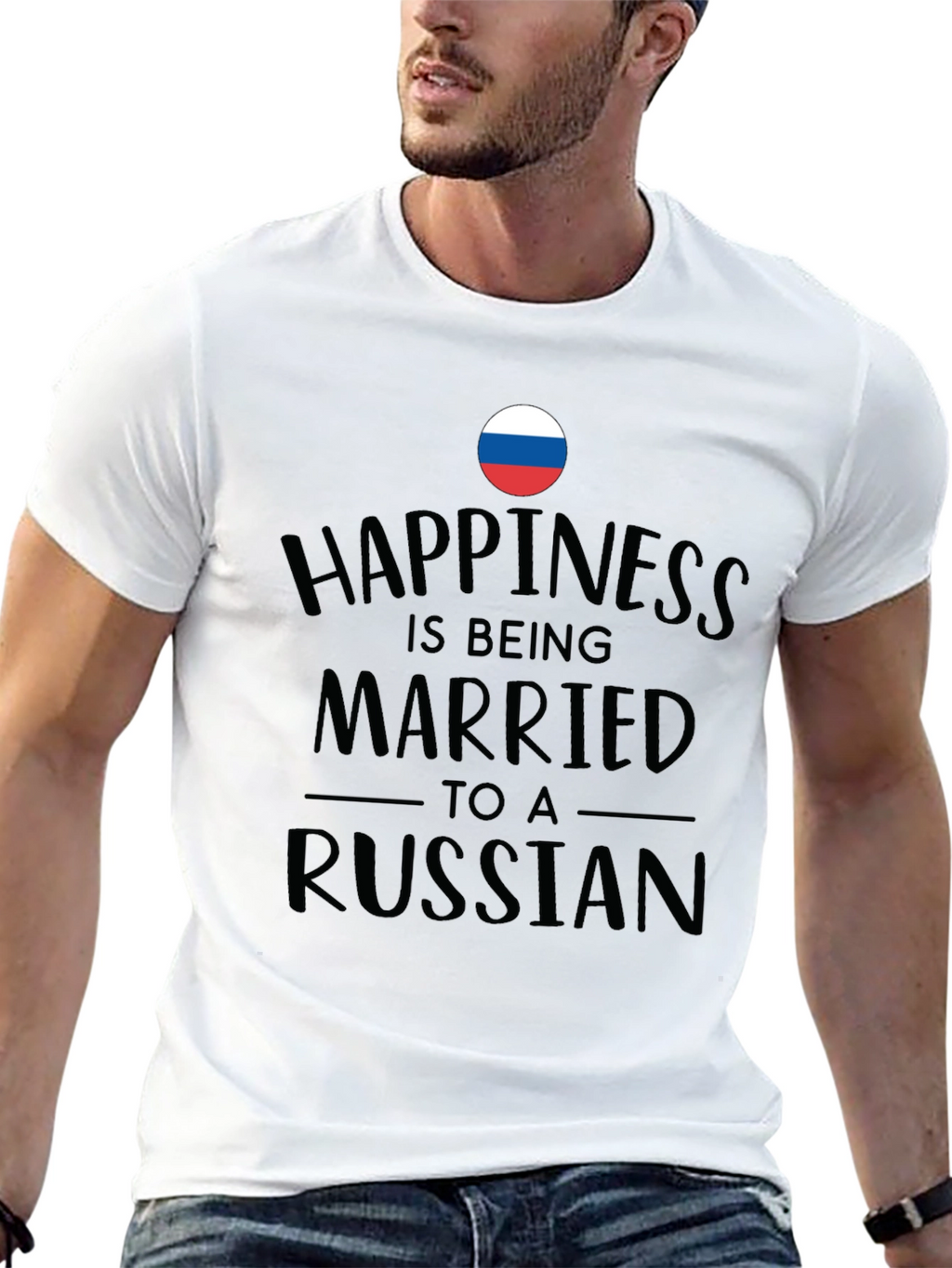Happiness is Being Married to a Russian Black T-Shirt