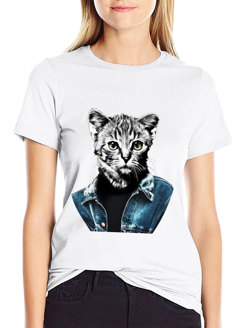 Cool Cat Denim Jacket T-Shirt