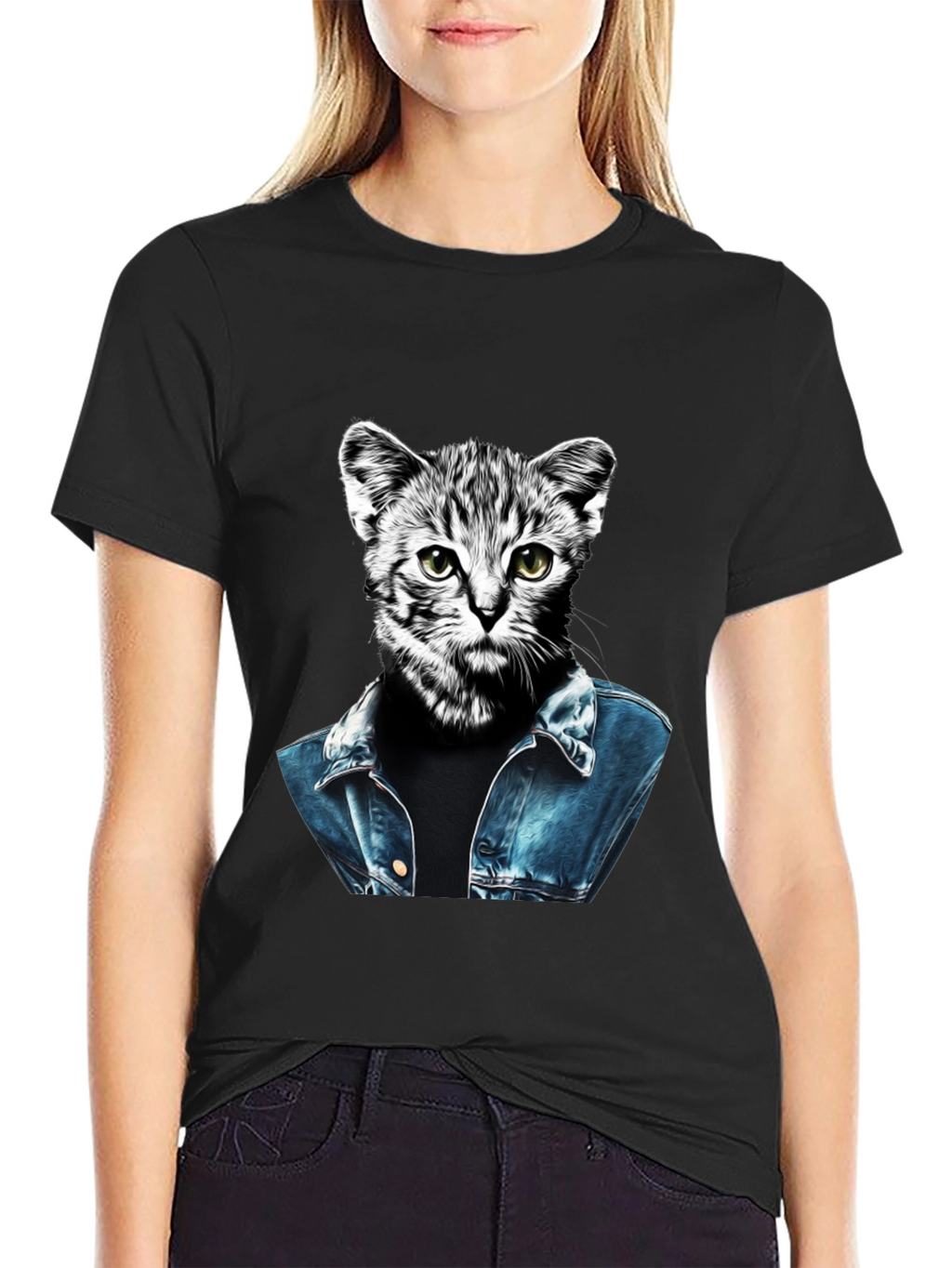 Cool Cat Denim Jacket T-Shirt