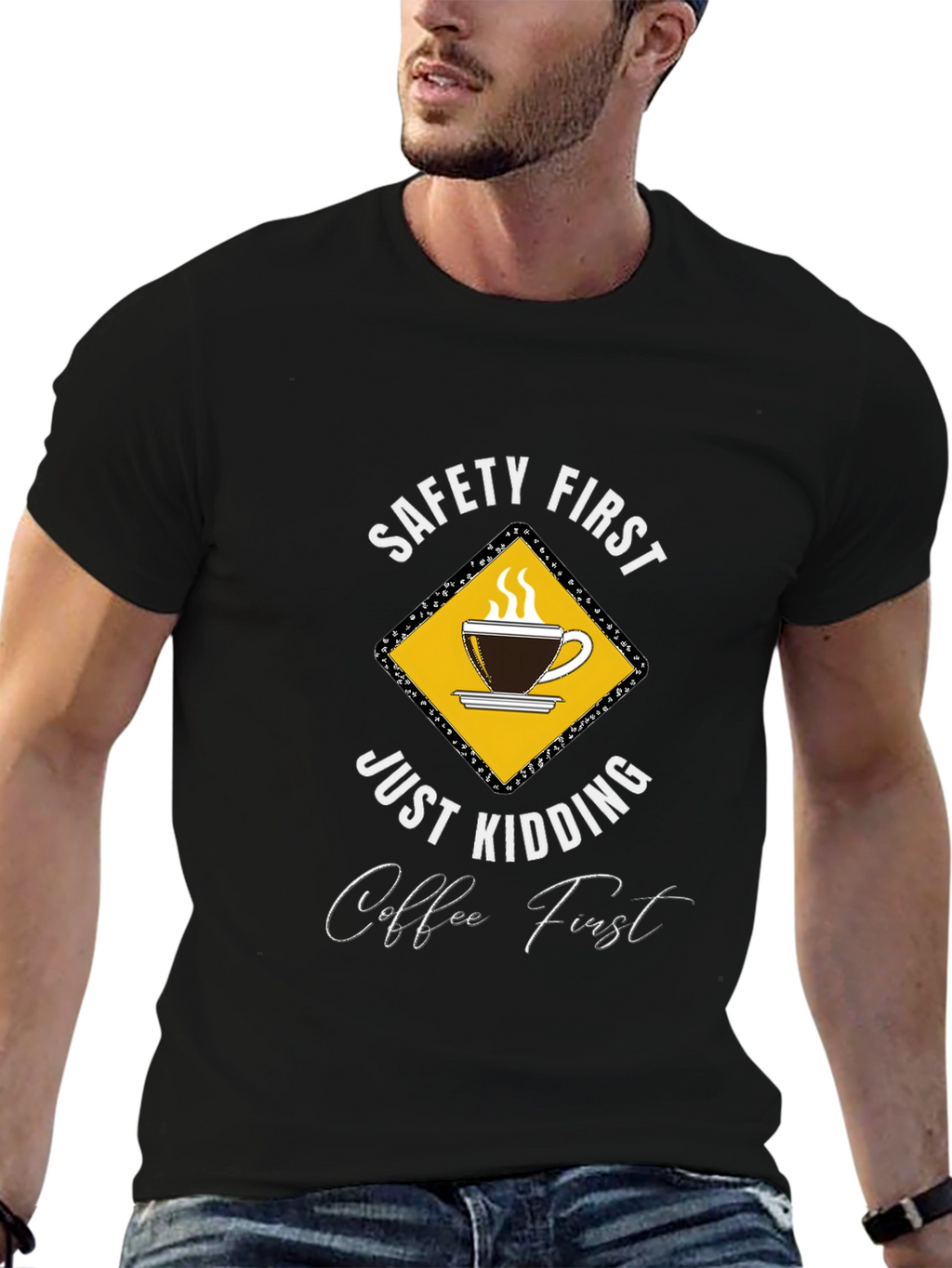 Funny Coffee First Graphic T-Shirt