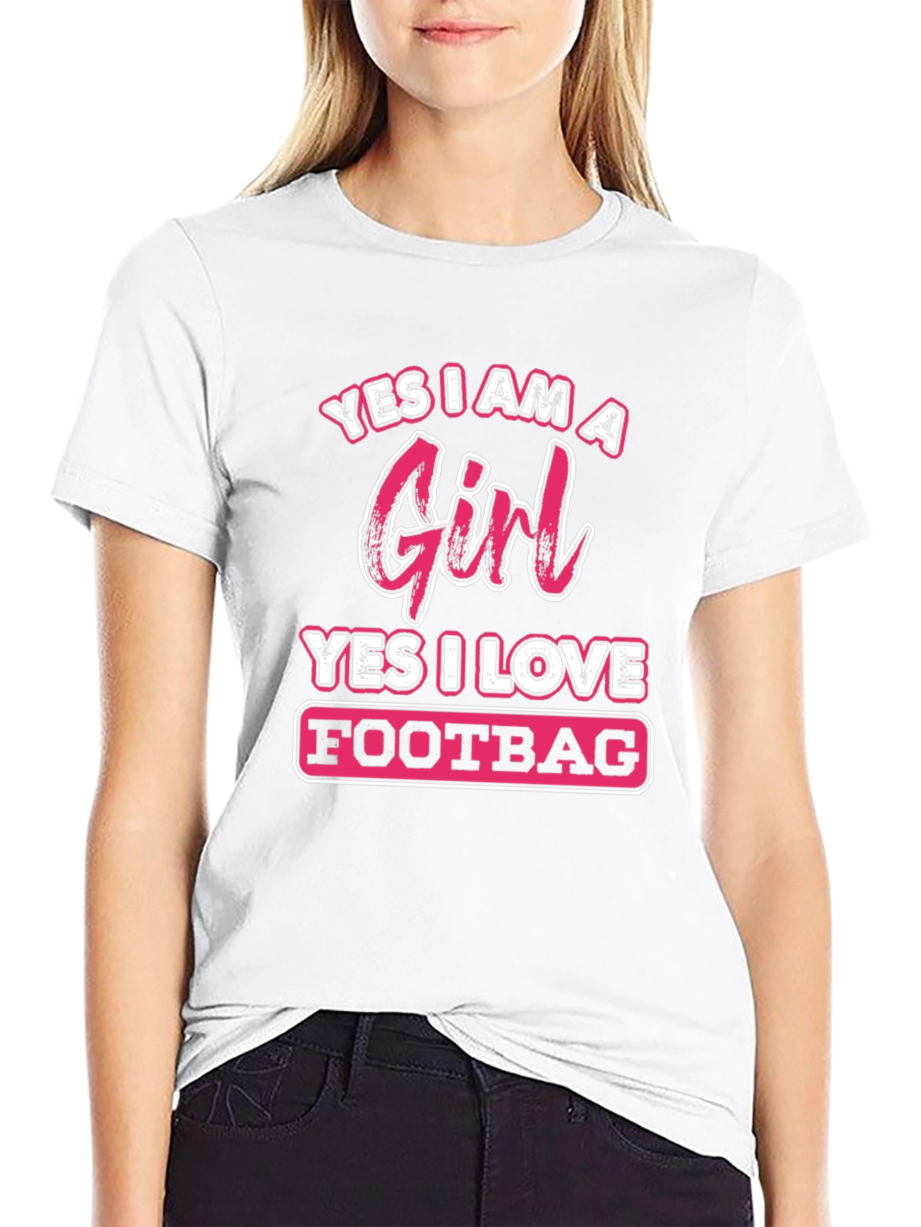 Yes I Am A Girl Footbag T-Shirt