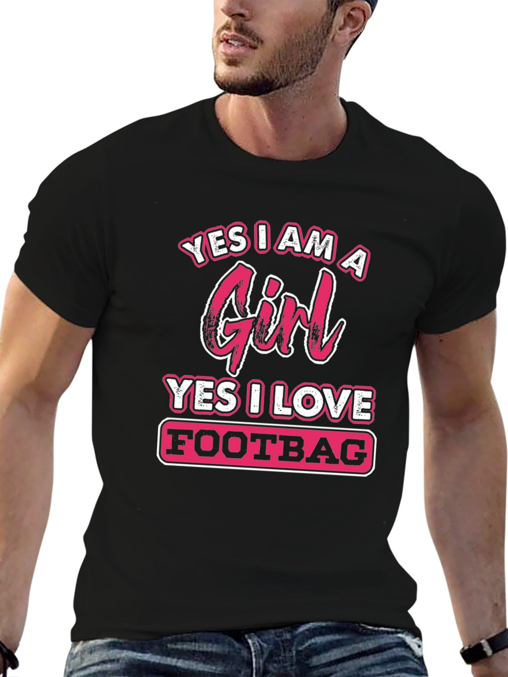 Yes I Am A Girl Footbag T-Shirt