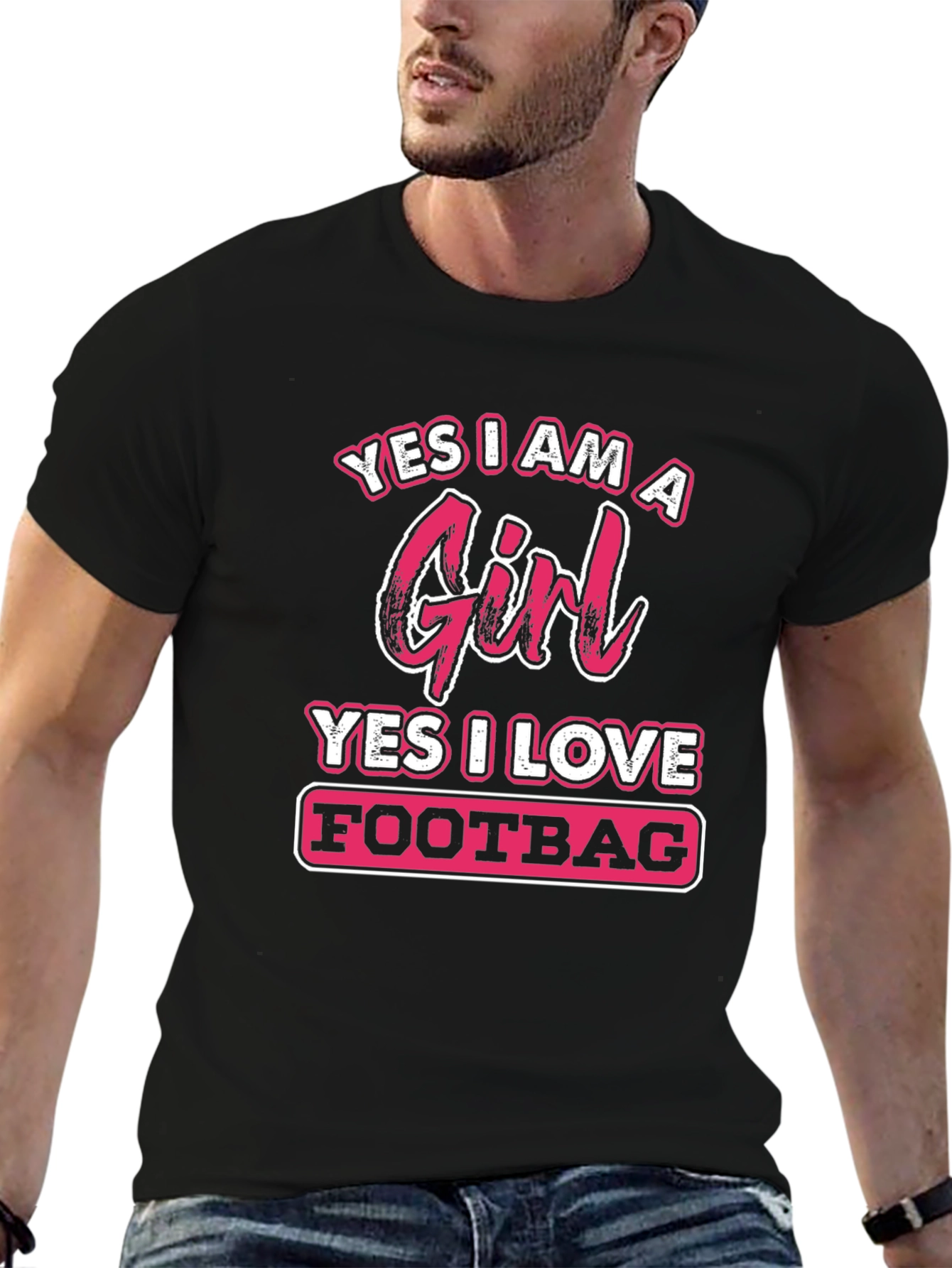 Yes I Am A Girl Footbag T-Shirt