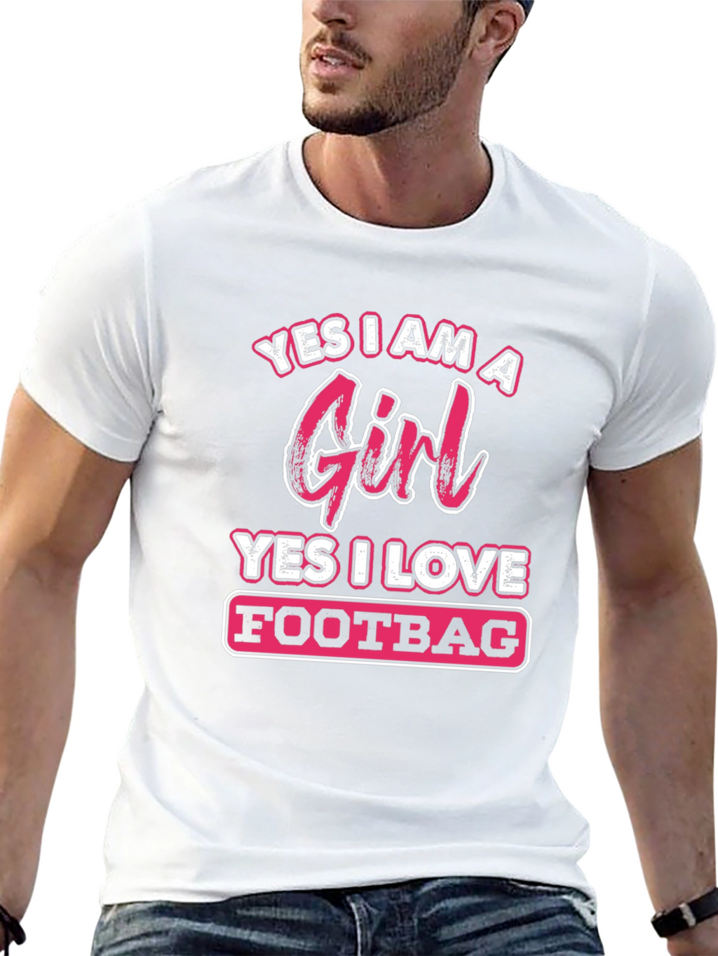 Yes I Am A Girl Footbag T-Shirt