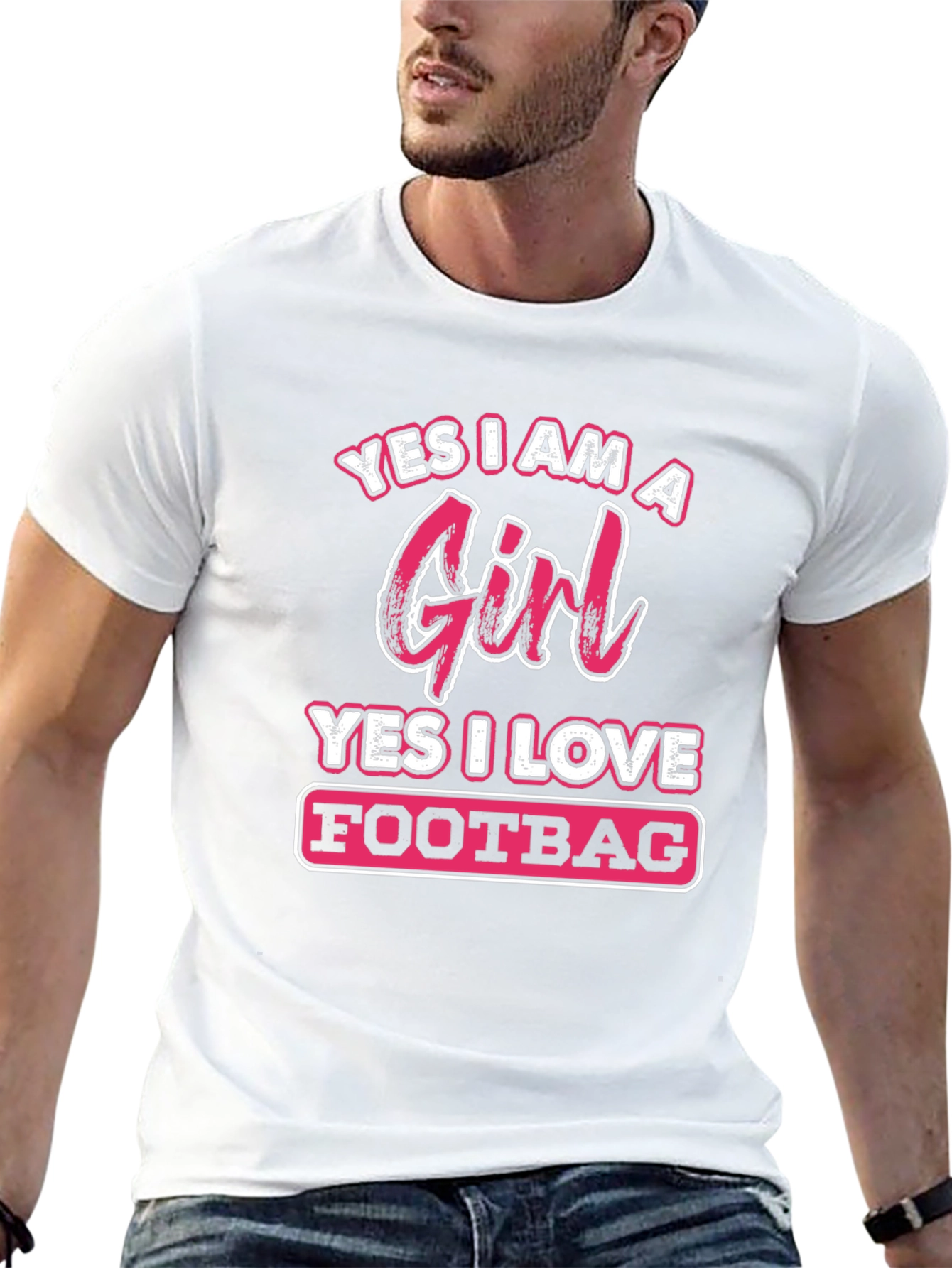 Yes I Am A Girl Footbag T-Shirt