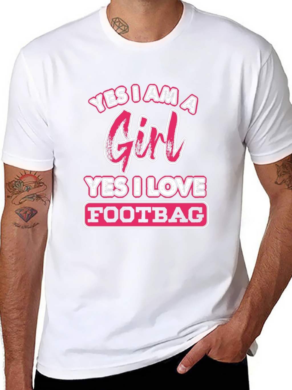 Yes I Am A Girl Footbag T-Shirt