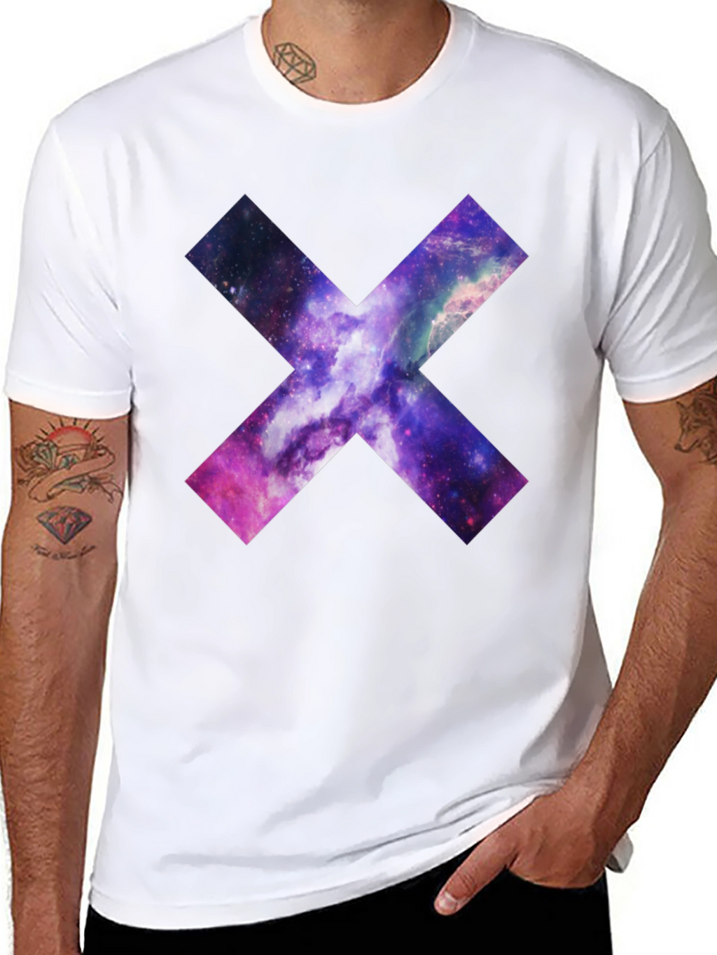 Galaxy Cross Graphic T-Shirt - Black Cotton Tee