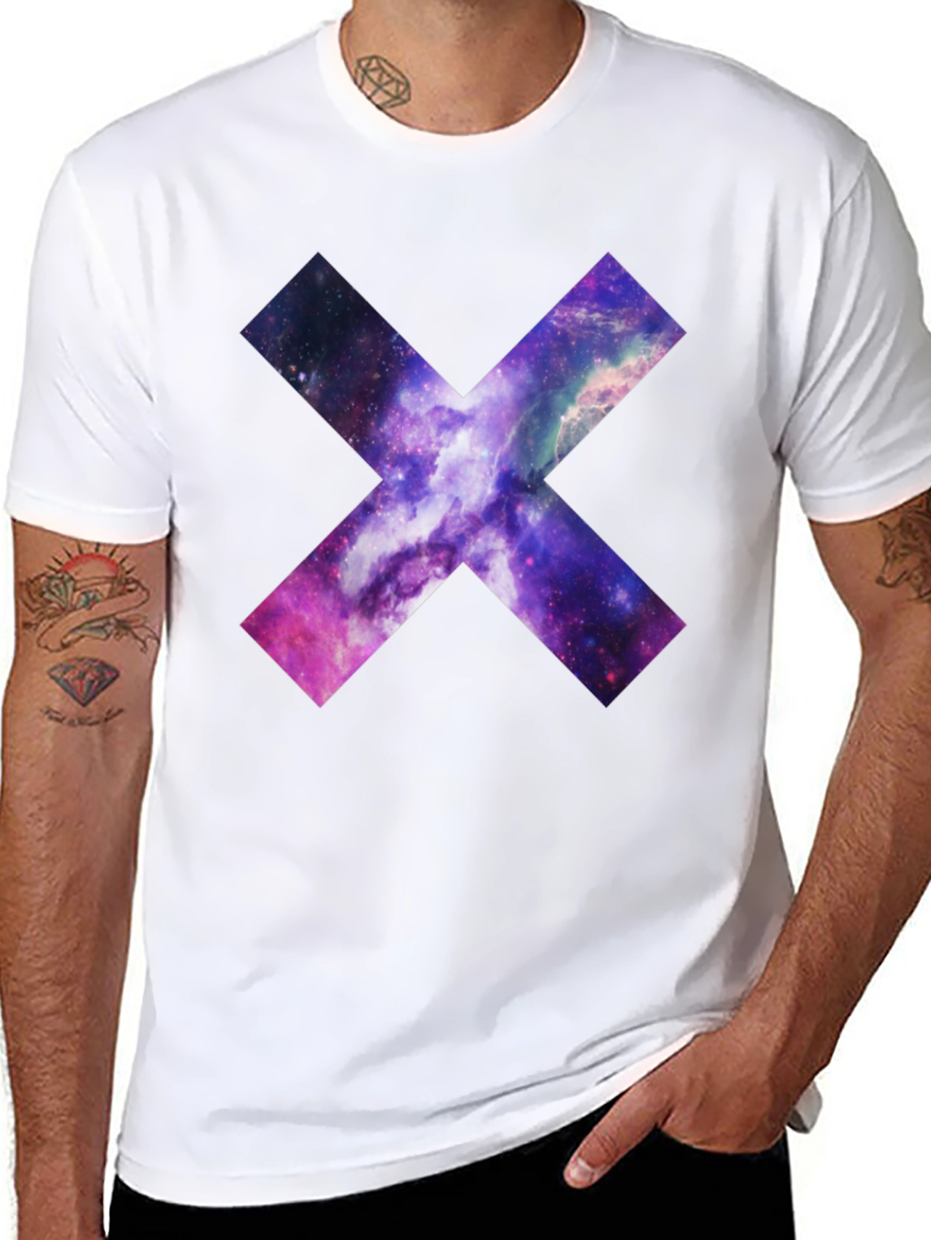Galaxy Cross Graphic T-Shirt - Black Cotton Tee