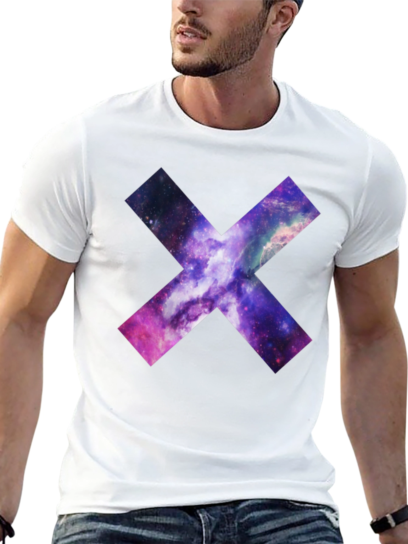 Galaxy Cross Graphic T-Shirt - Black Cotton Tee