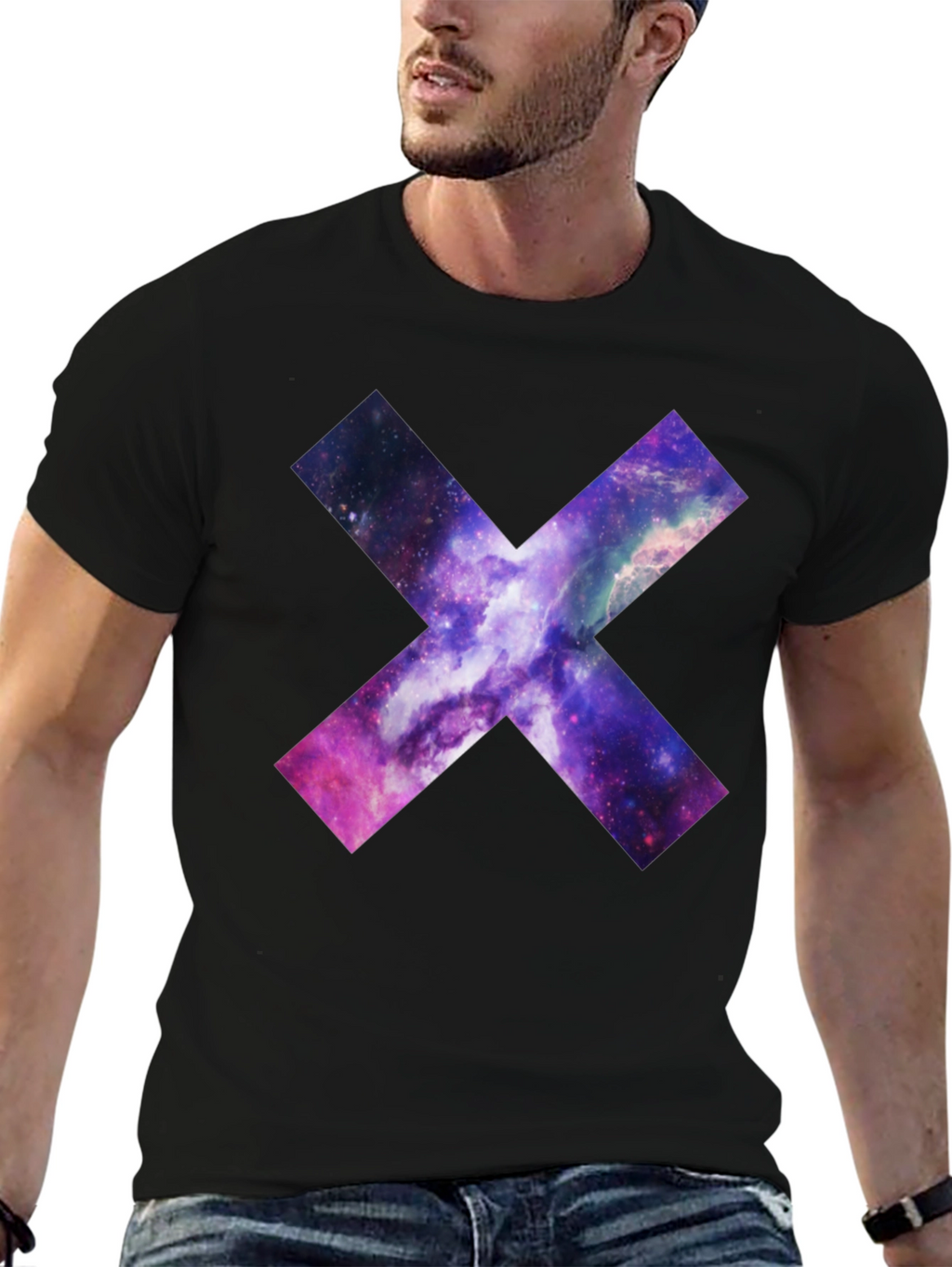 Galaxy Cross Graphic T-Shirt - Black Cotton Tee