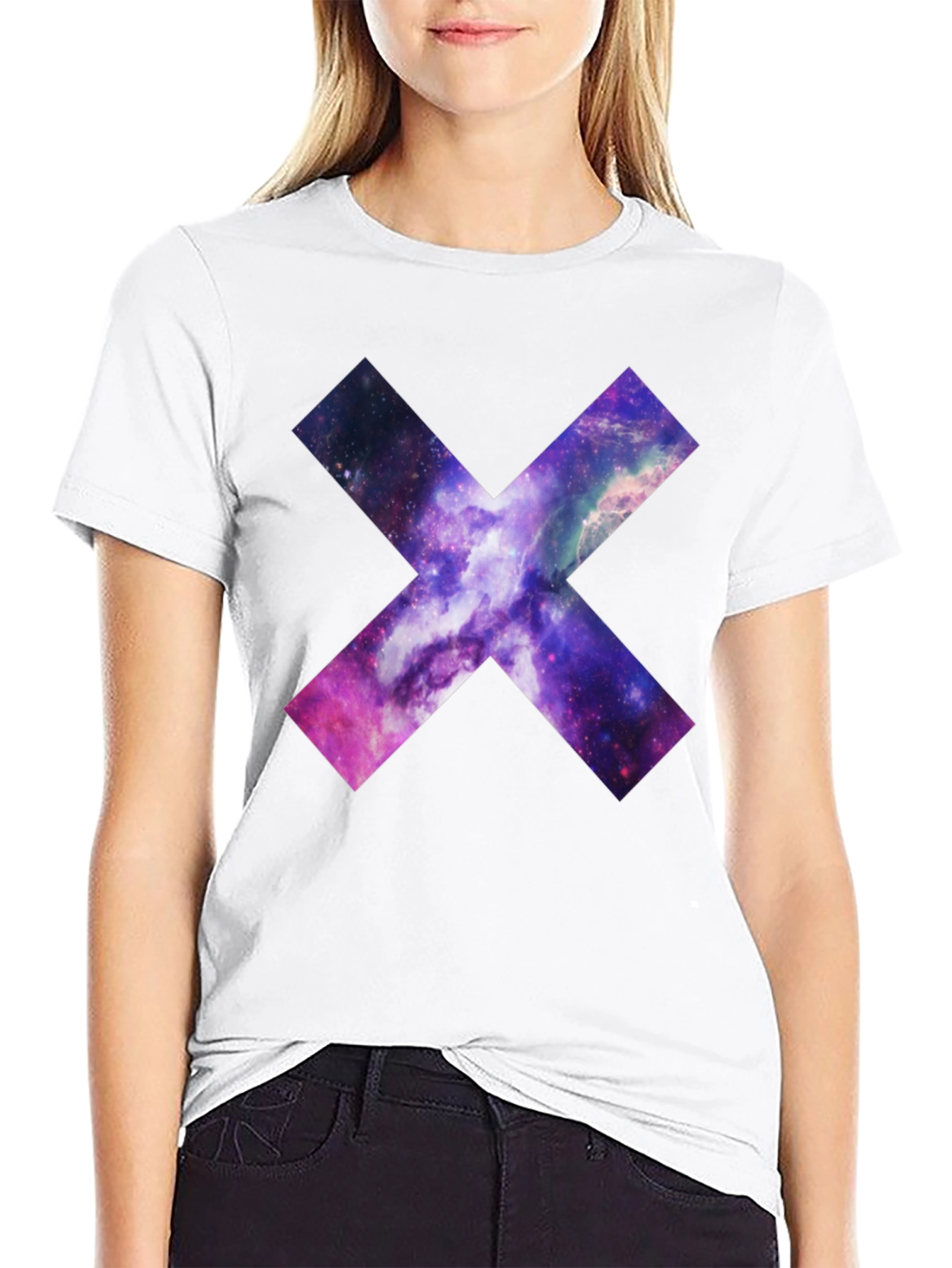 Galaxy Cross Graphic T-Shirt - Black Cotton Tee