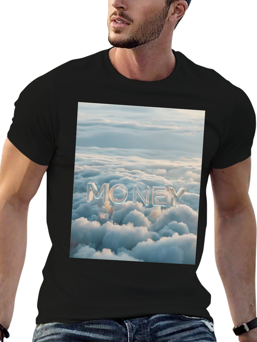 Money Clouds Black Graphic Tee Shirt